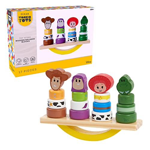 Venta International - Disney Wooden Toys Story Balance Blancs, Set De 17 Piezas