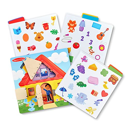 Venta Internacional: ¡las Pistas De Melissa Y Doug Blue! Tablero De Actividades De Madera Con Tarjetas De Pistas: Las P