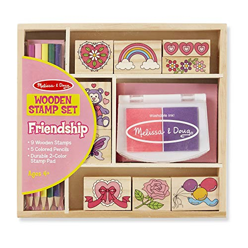 Venta Internacional - Melissa & Doug Wooden Sample Set: Friendship - 9 Sellos, 5 Lápices De Colores Y Almohadilla De Se
