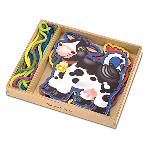 Venta International - Melissa Y Doug Lace And Trace Activity Set: 5 Paneles De Madera Y 5 Cordones A Juego - Granja