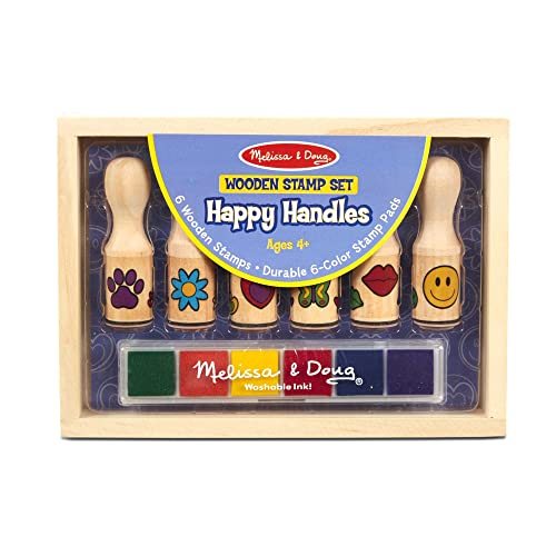 Foto 2 pulgar | Venta International - Melissa & Doug Happy Handles Set De Sellos De Madera: 6 Estampillas Y Almohadilla De Estampillas D