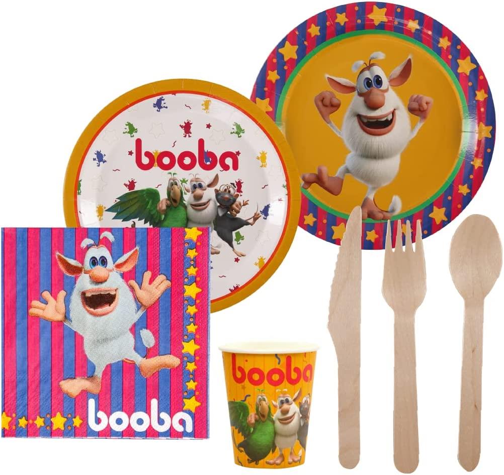 Foto 5 pulgar | Venta Internacional - Kit de Cubiertos Vasos y Servilletas Booba Cartoon para Fiesta 82 Piezas