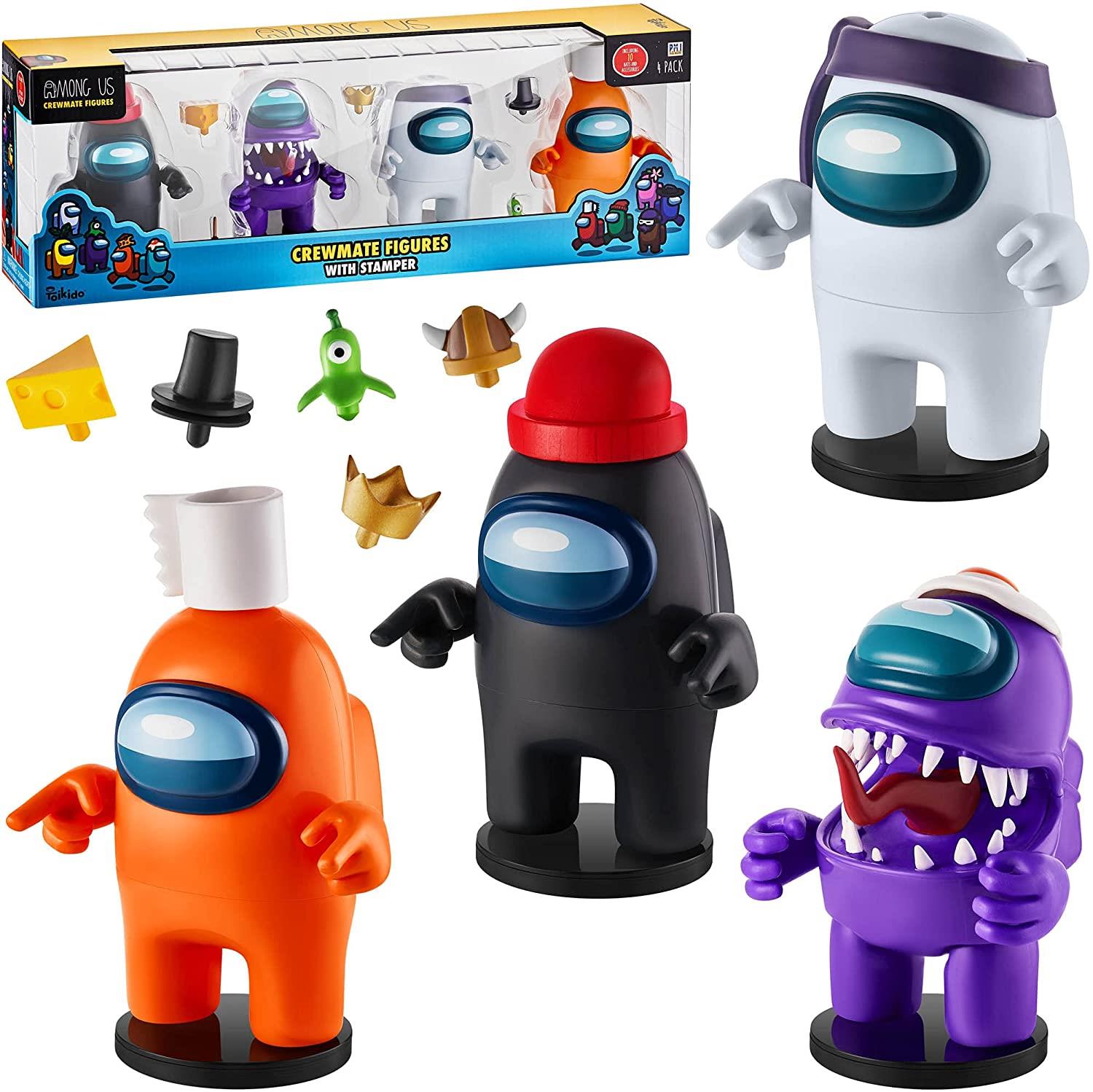 Venta Internacional- Figuras Among Us Crewmate Stamper 4 pzas Negro Blanco Púrpura y Naranja 5''