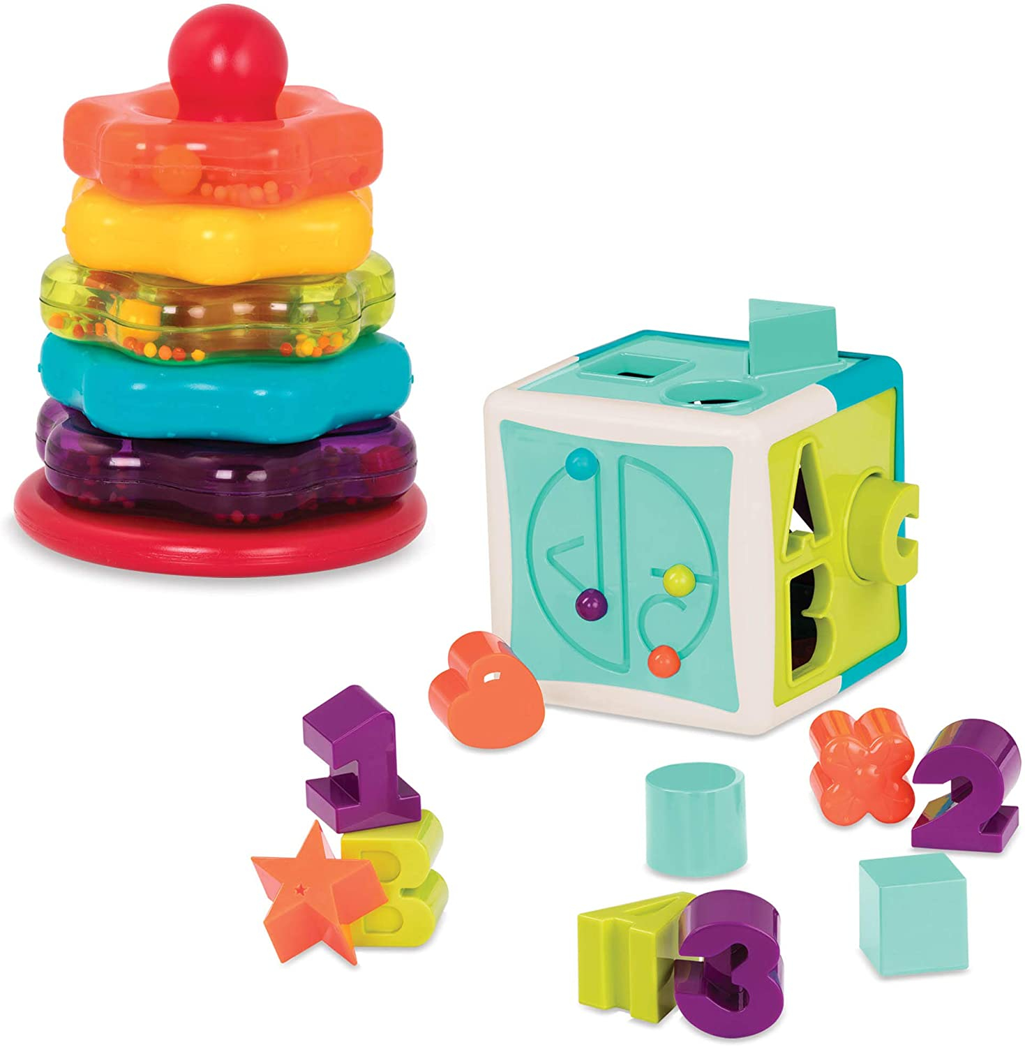 Venta Internacional - Anillos Apilables Toy Battat y Cubo Clasificador de Formas