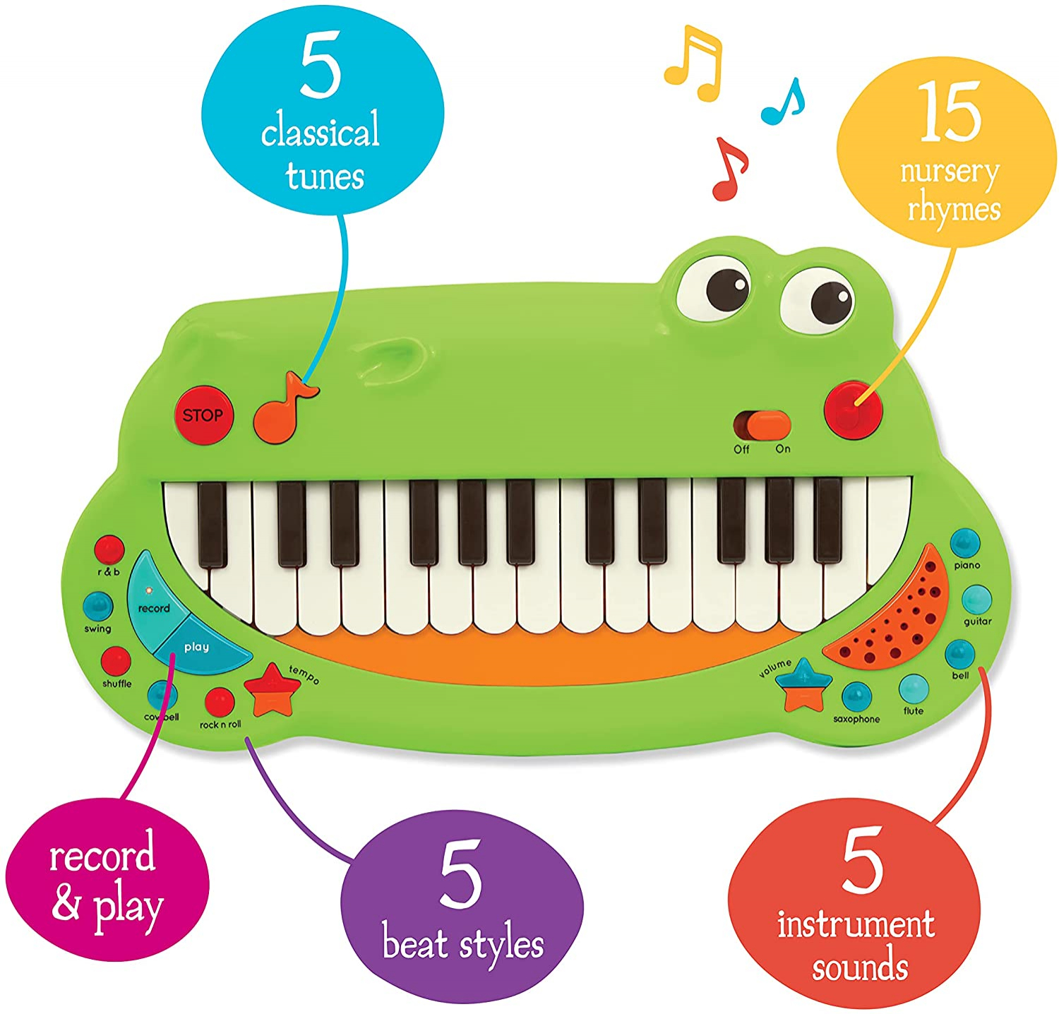 Foto 5 pulgar | Venta Internacional - Piano Toy Battat Crocodile 15 Canciones Infantiles