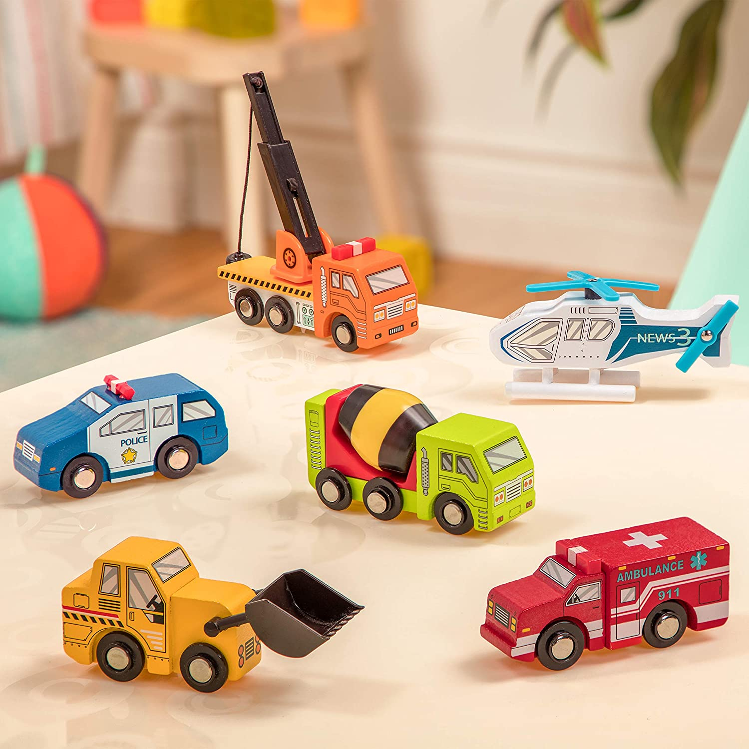 Foto 3 pulgar | Venta Internacional- Vehículos de Juguete de Madera de Toy Vehicles Battat para Niños de 3 Años