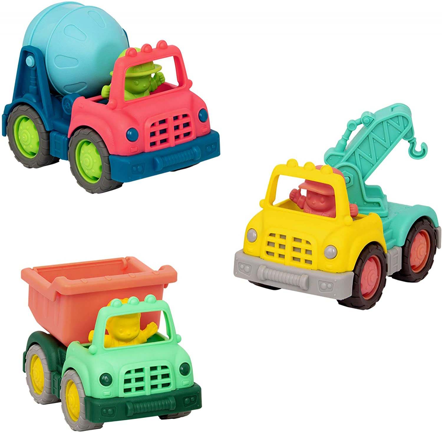 Foto 5 | Venta Internacional- Set de 3 Camiones de Juguete + 3 Monitos Wonder Wheels Battat