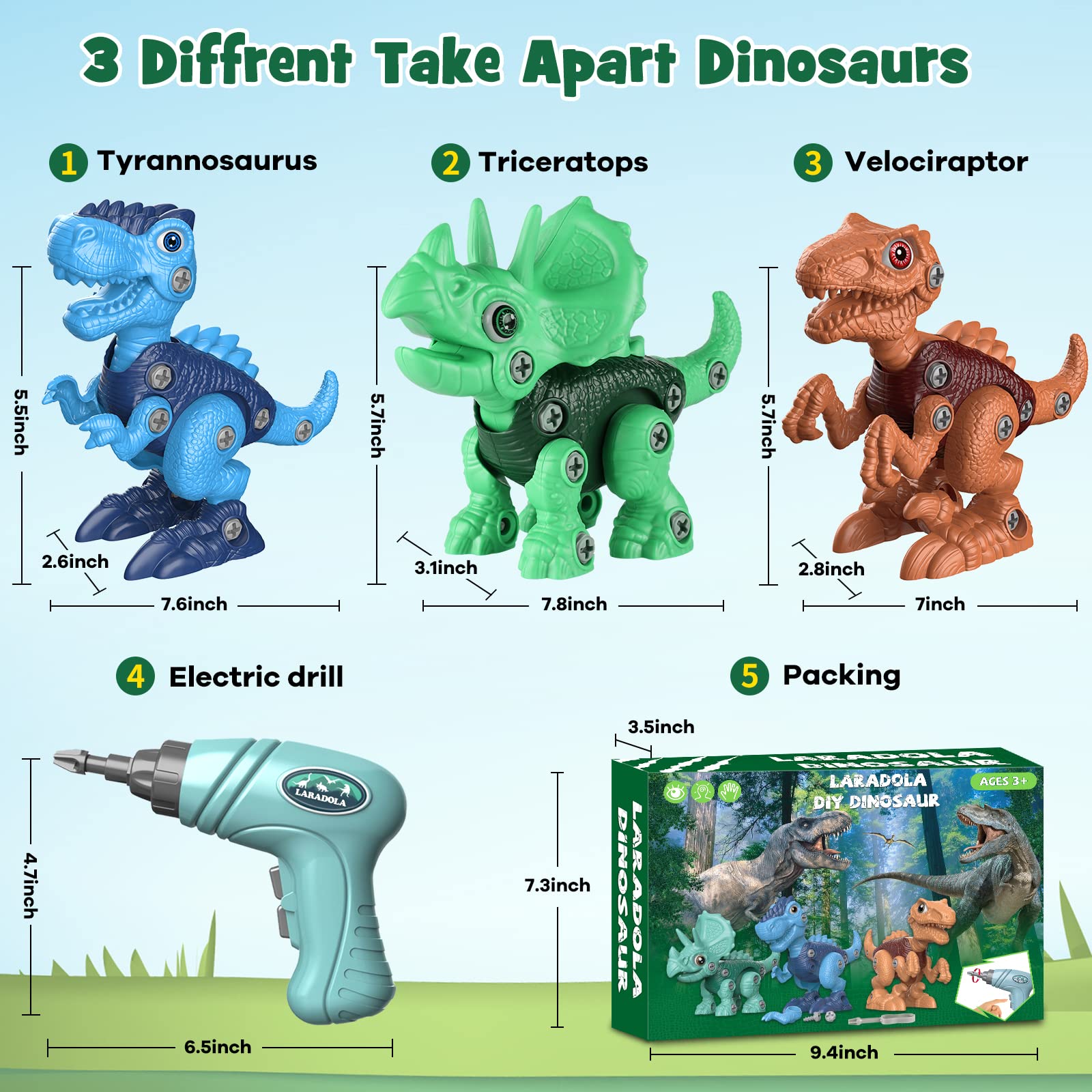 Foto 9 pulgar | Venta Internacional - Dinosaur Toys Laradola Para Niños De 3 A 8 Años Con Taladro Eléctrico