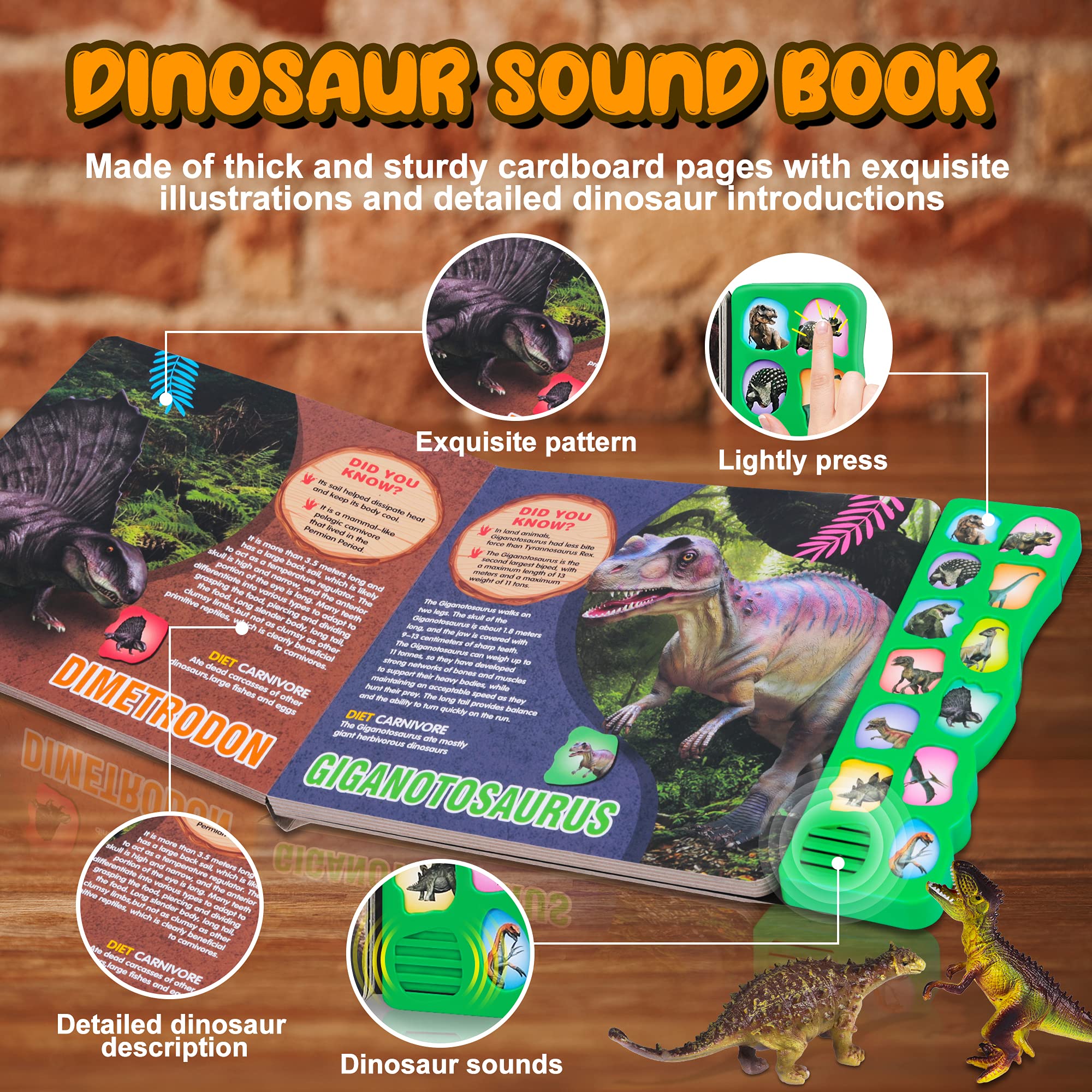Foto 4 pulgar | Venta Internacional - Libro De Sonido Dinosaur Toys Con 12 Figuras De Juguete Para Niños De 3 A 6 Años