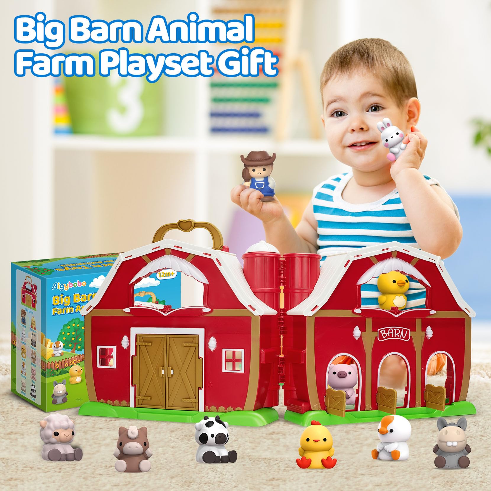 Foto 8 pulgar | Venta Internacional - Juguete Aigybobo De Farm Animal Big Barn Para 1 A 3 Años Con Figuras