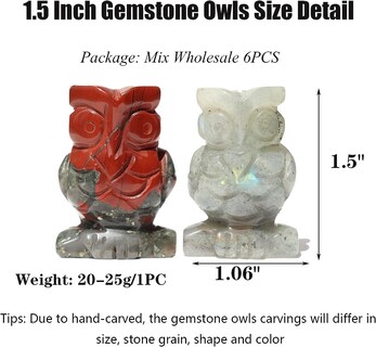 Foto 5 | Venta Internacional - Figuras De Búho De Cristal Jieyou Mix 6 Unidades Piedras Preciosas De 1.5 Pulgadas