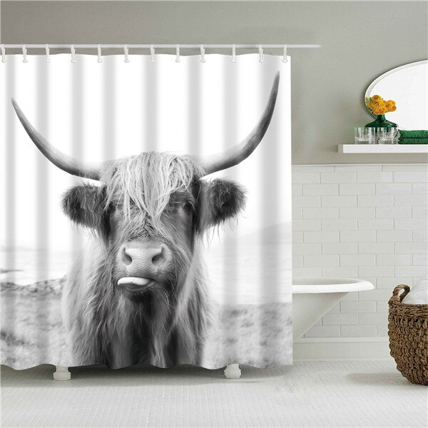 Foto 2 pulgar | Cortinas De Baño Lsqdvq Con Dibujos Animados De Animales, Gatos, Elefantes Y Ciervos - Venta Internacional.