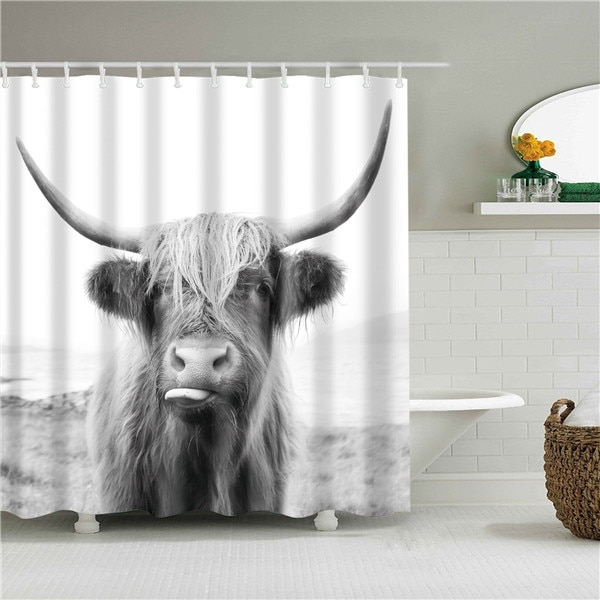Foto 2 | Cortinas De Baño Lsqdvq Con Dibujos Animados De Animales, Gatos, Elefantes Y Ciervos - Venta Internacional.