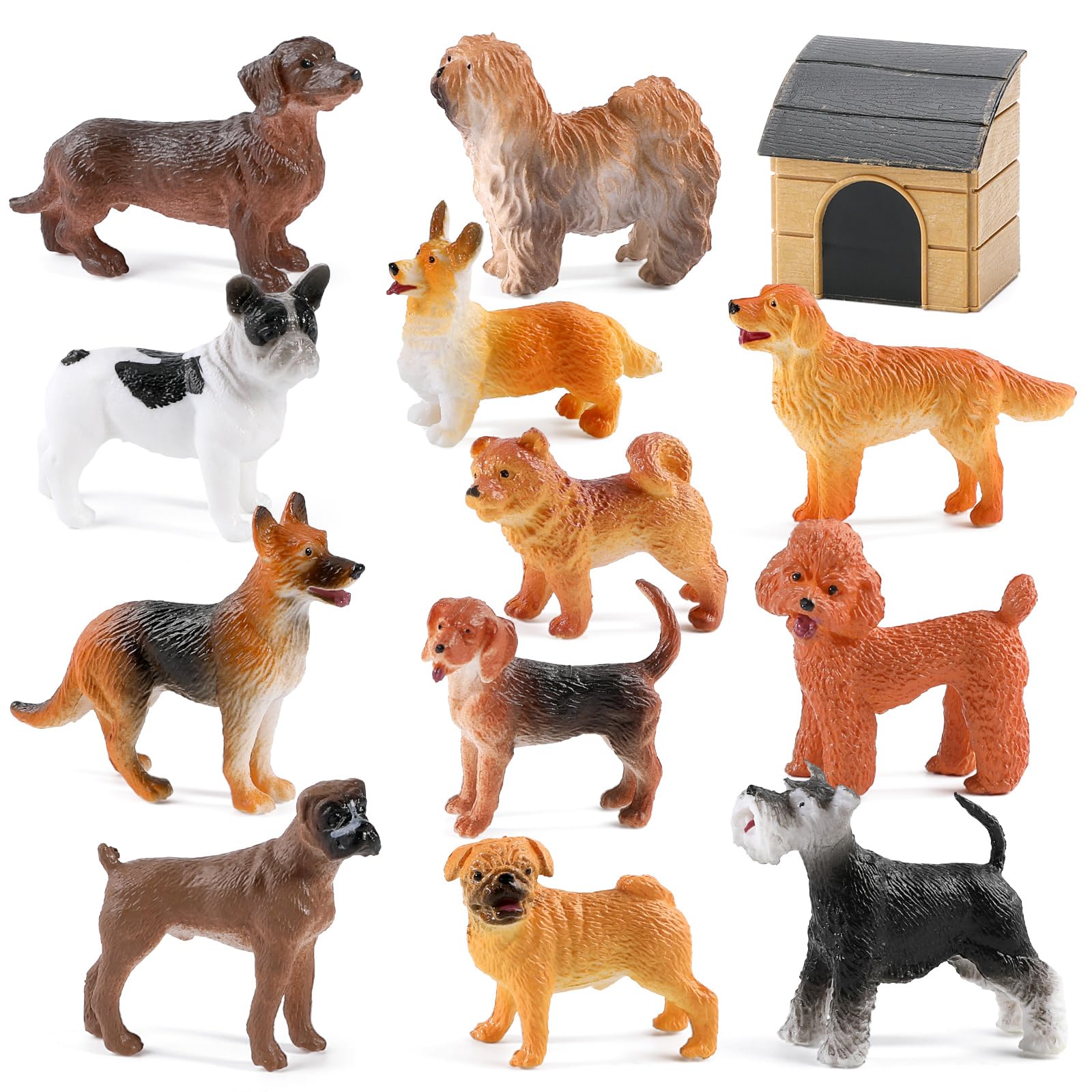 Foto 1 | Set De Juego Dog Figures Mini Tudou Con Caseta Para Perros, 12 Piezas - Venta Internacional.
