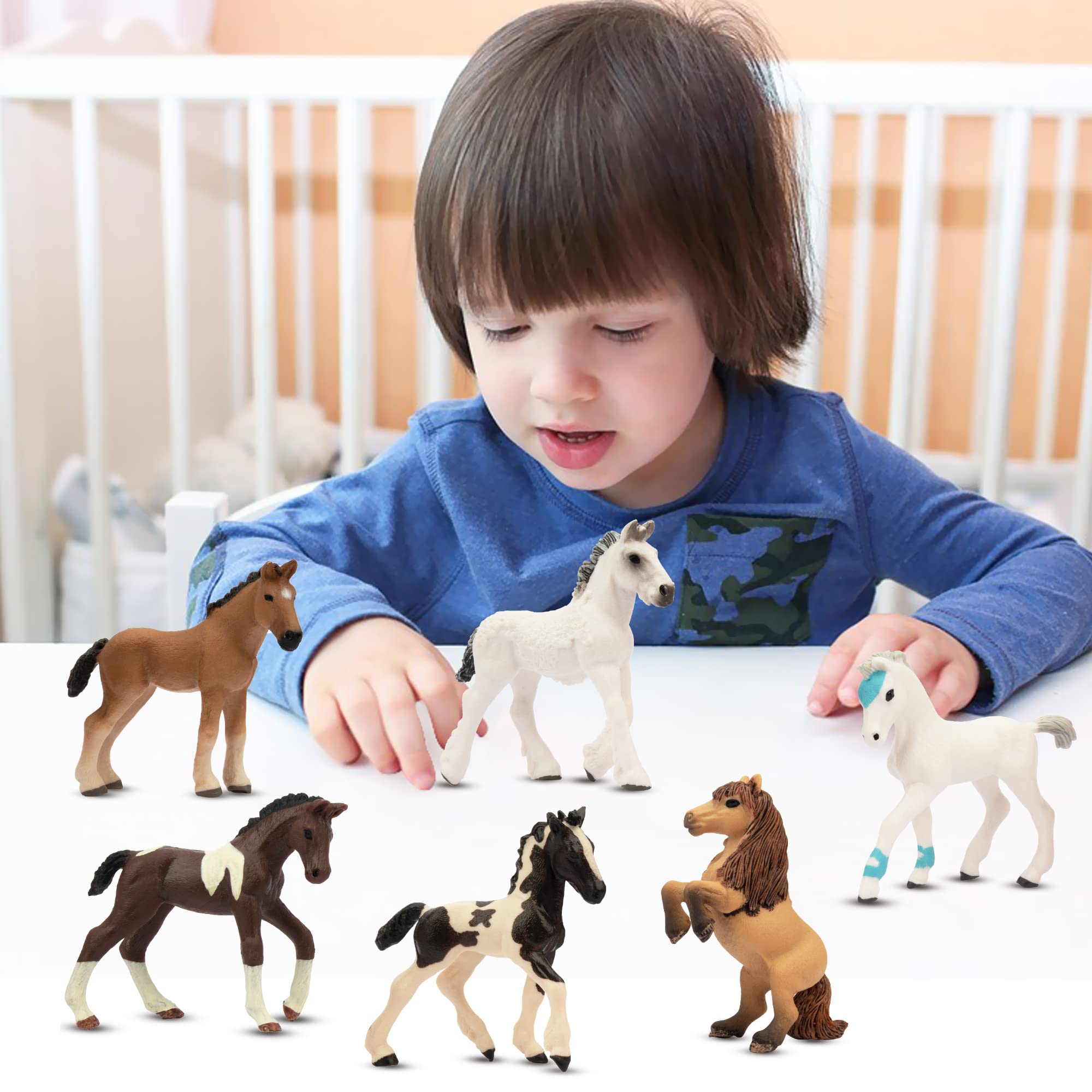 Foto 5 | Juego De Muñecos De Animales Toymany Horse, 3-4 Pulgadas, 6 Unidades Para Niños - Venta Internacional.