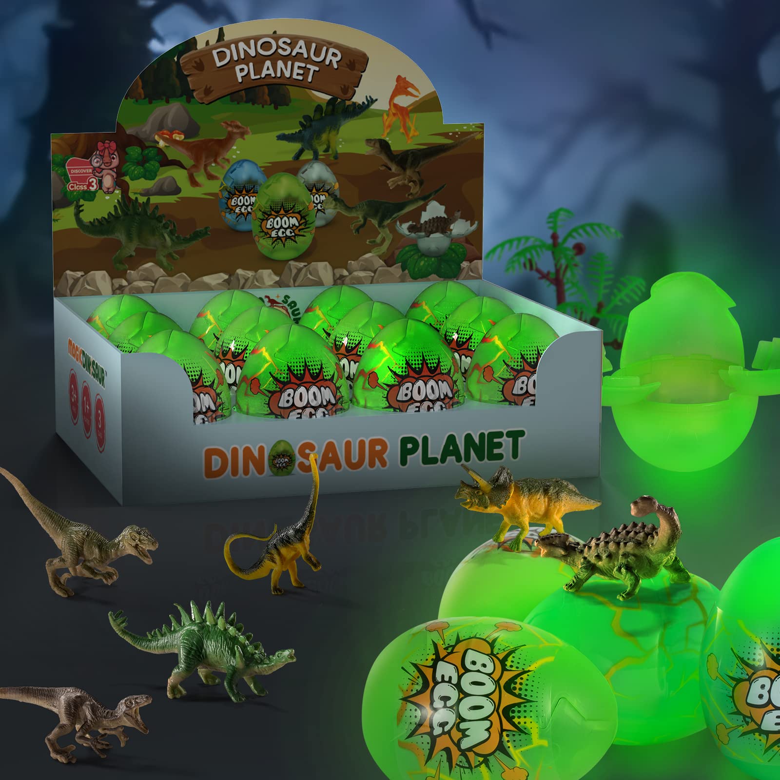 Foto 4 pulgar | Huevos De Dinosaurio De Pascua Temi Luminous Con Figuras Y Árboles, Paquete De 12 - Venta Internacional.