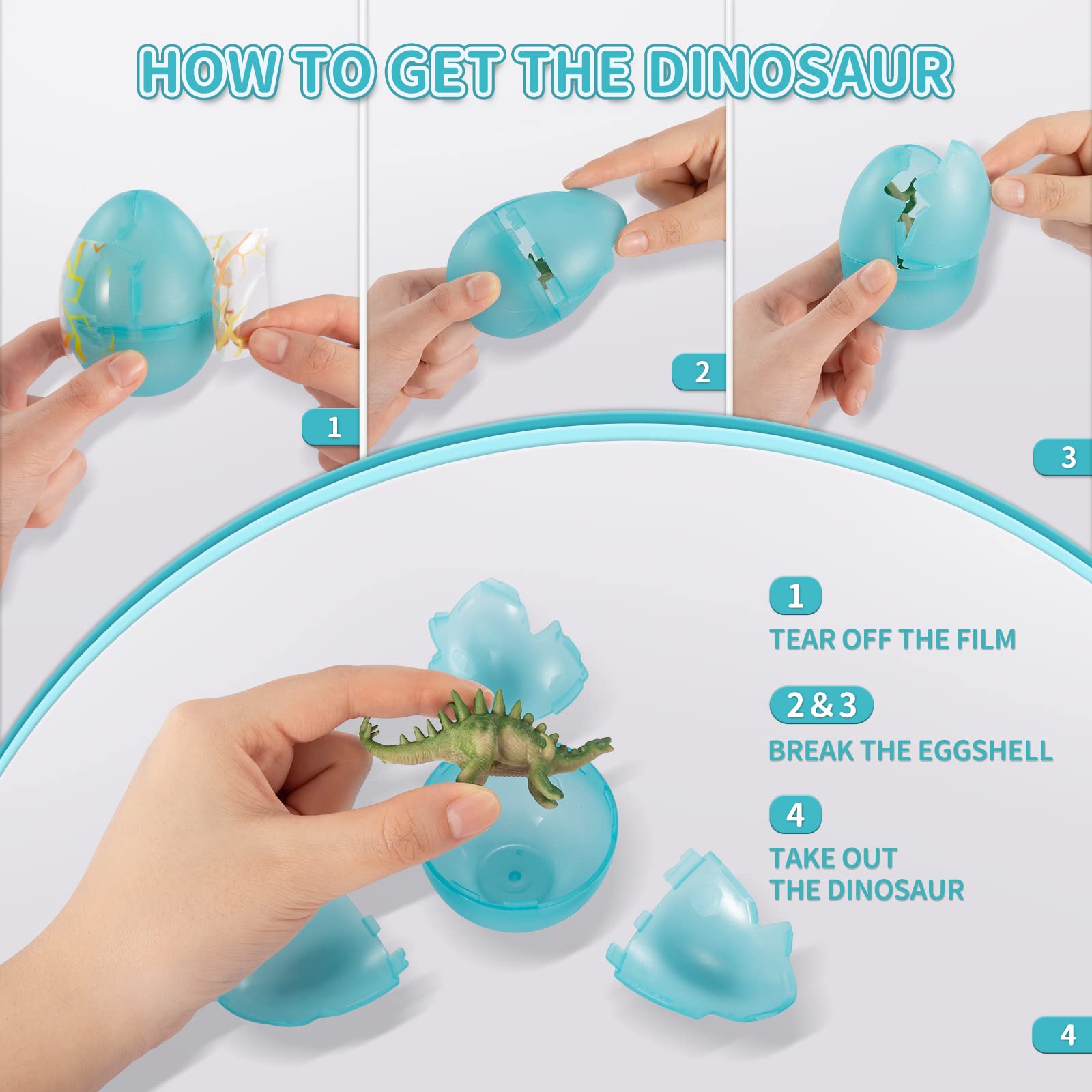 Foto 6 pulgar | Huevos De Dinosaurio De Pascua Temi Luminous Con Figuras Y Árboles, Paquete De 12 - Venta Internacional.