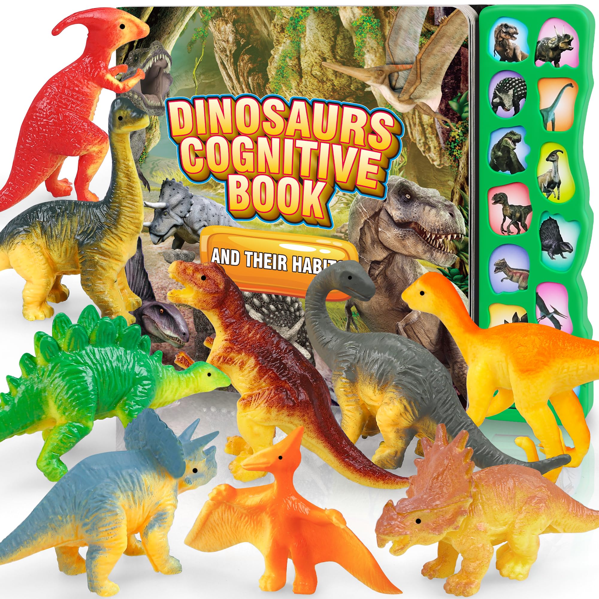 Foto 2 pulgar | Toy Sound Book + 12 Figuras De Dinosaurios De Juguete Para Niños De 3 A 6 Años - Venta Internacional.