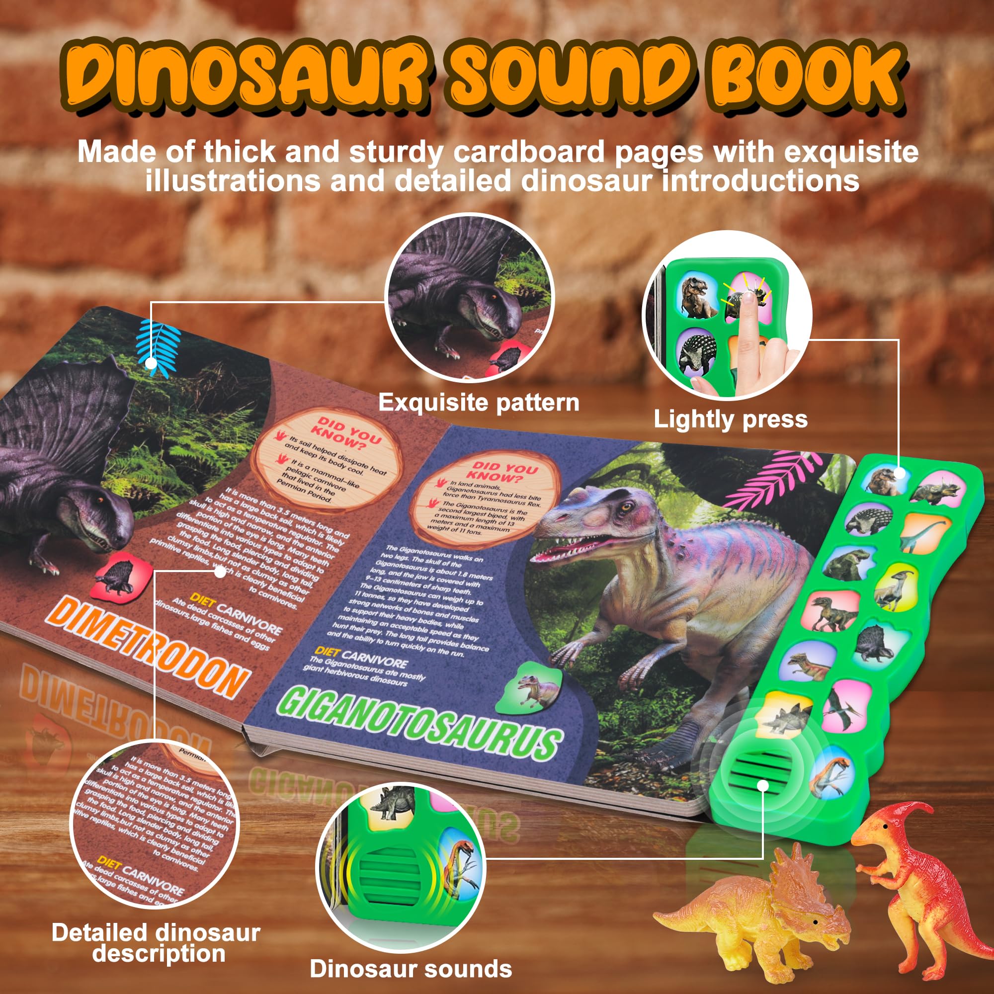 Foto 4 pulgar | Toy Sound Book + 12 Figuras De Dinosaurios De Juguete Para Niños De 3 A 6 Años - Venta Internacional.