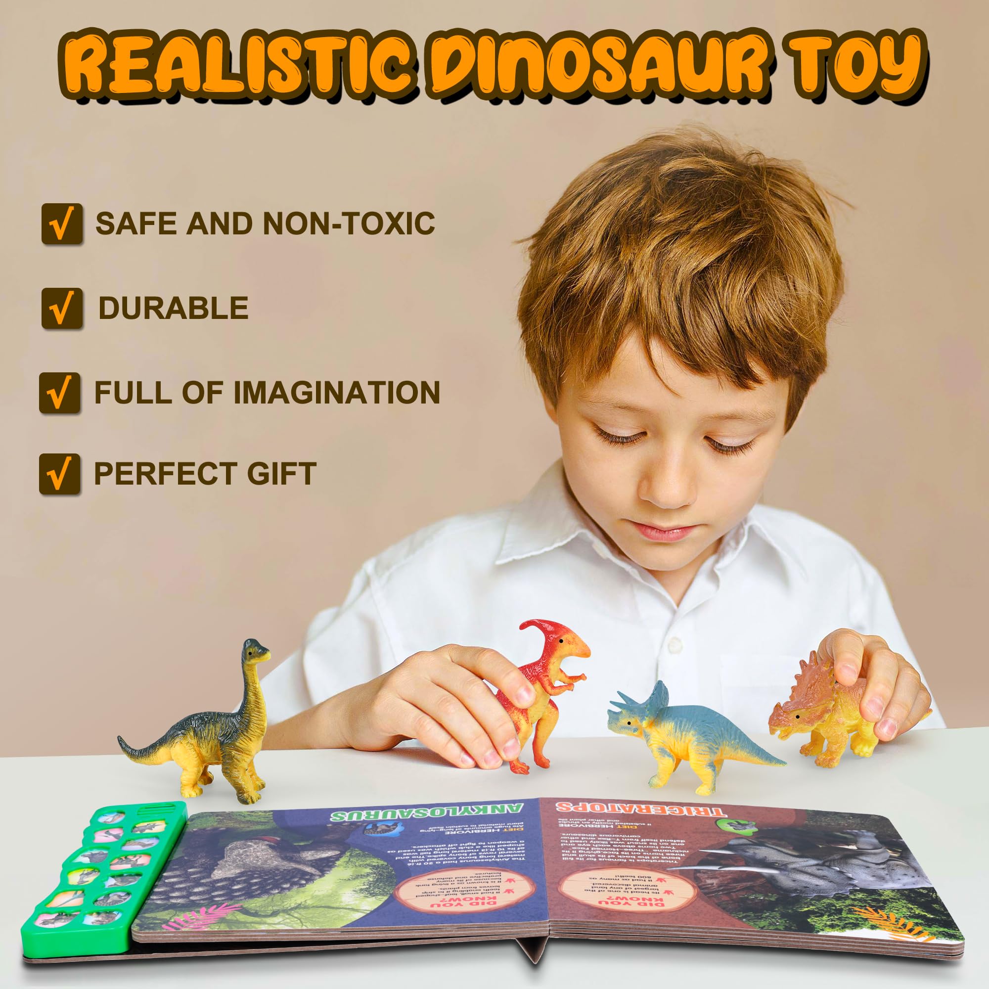 Foto 6 pulgar | Toy Sound Book + 12 Figuras De Dinosaurios De Juguete Para Niños De 3 A 6 Años - Venta Internacional.