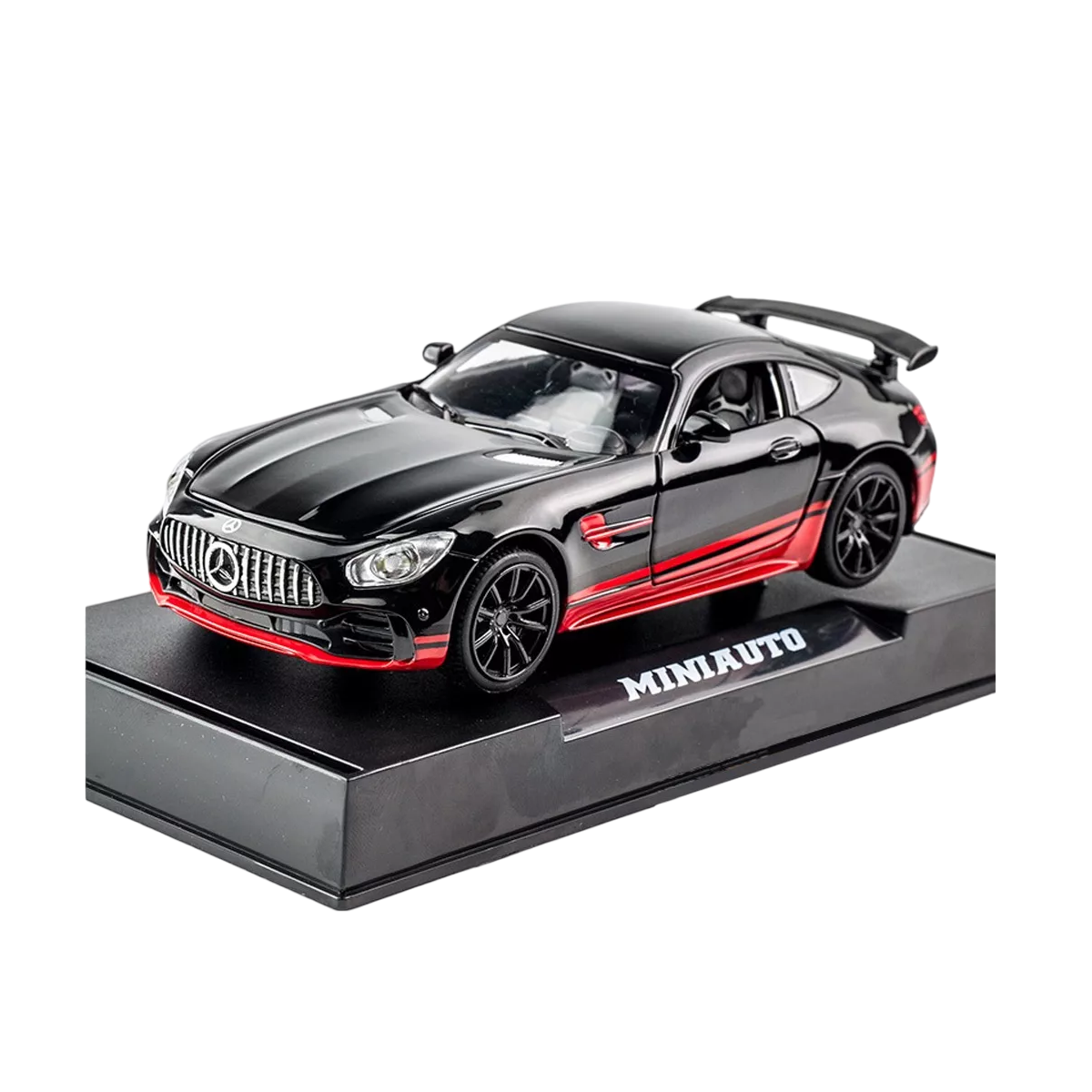 Coche de Juguete De Metal Mercedes-benz Gtr con Faros 1:32 Negro Rojo