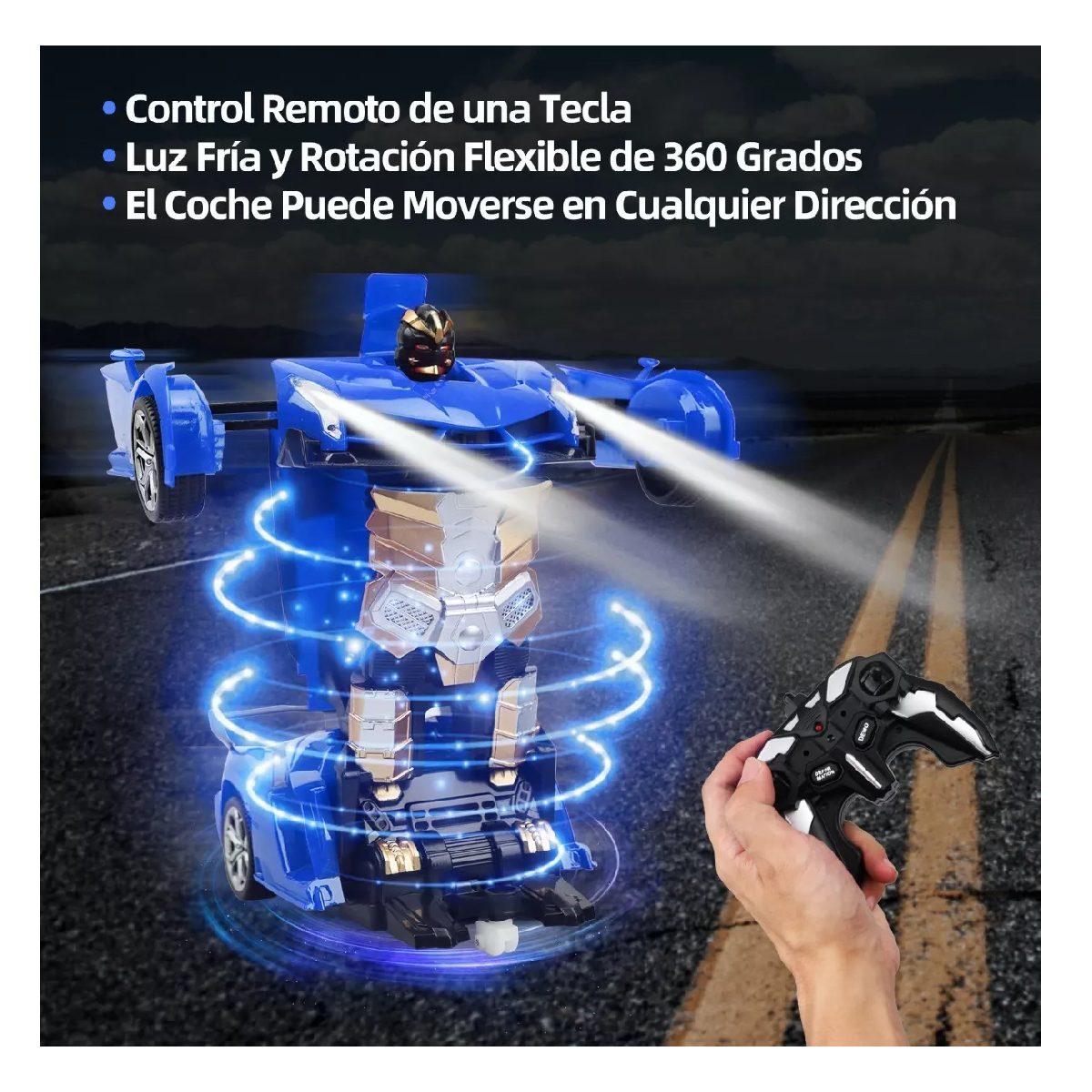 Foto 3 pulgar | Carro de Control Remoto Rotación de 360° Azul