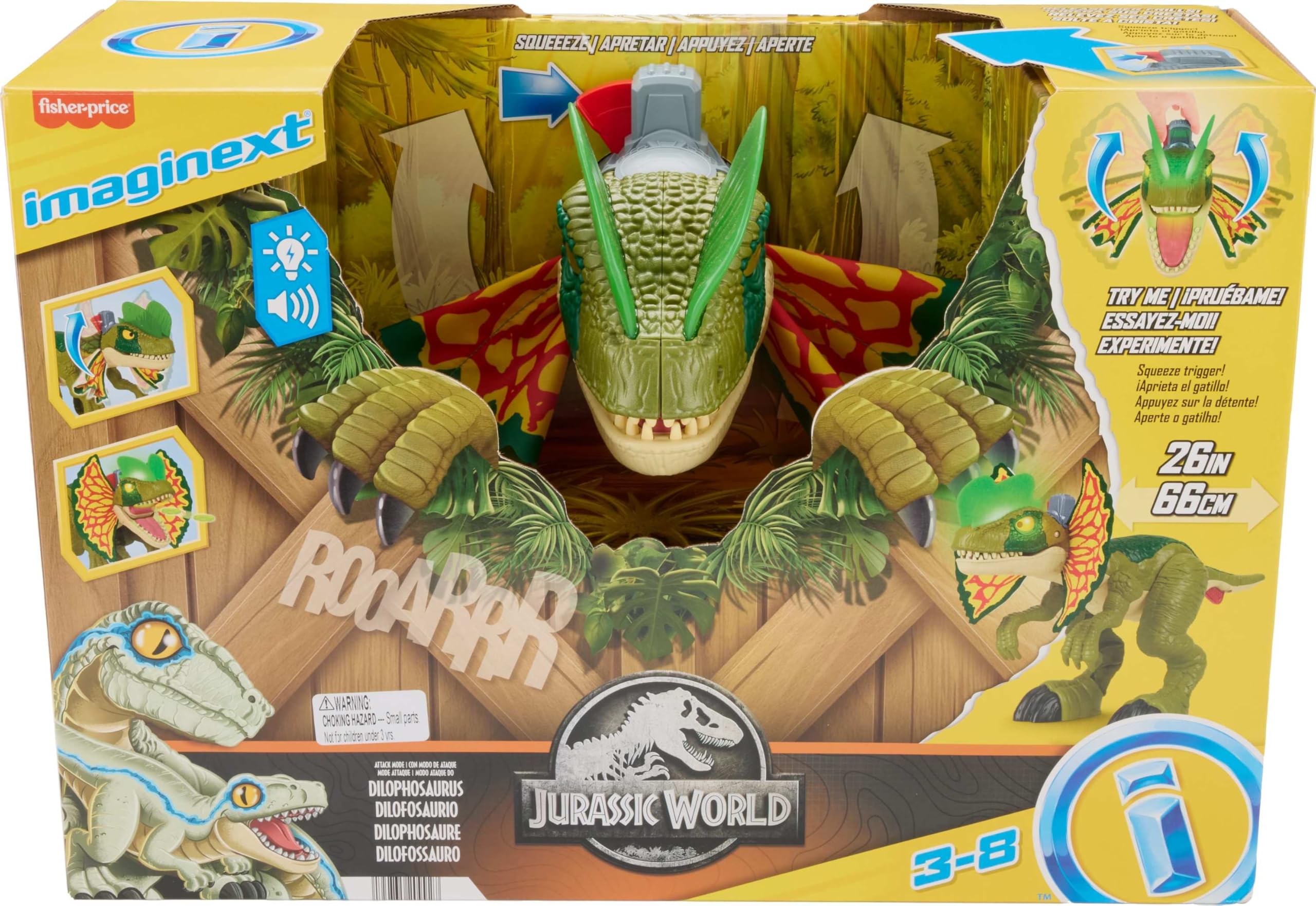 Foto 7 pulgar | Dinosaurio De Juguete Fisher-price Imaginext Jurassic World Dilophosaurus - Venta Internacional.