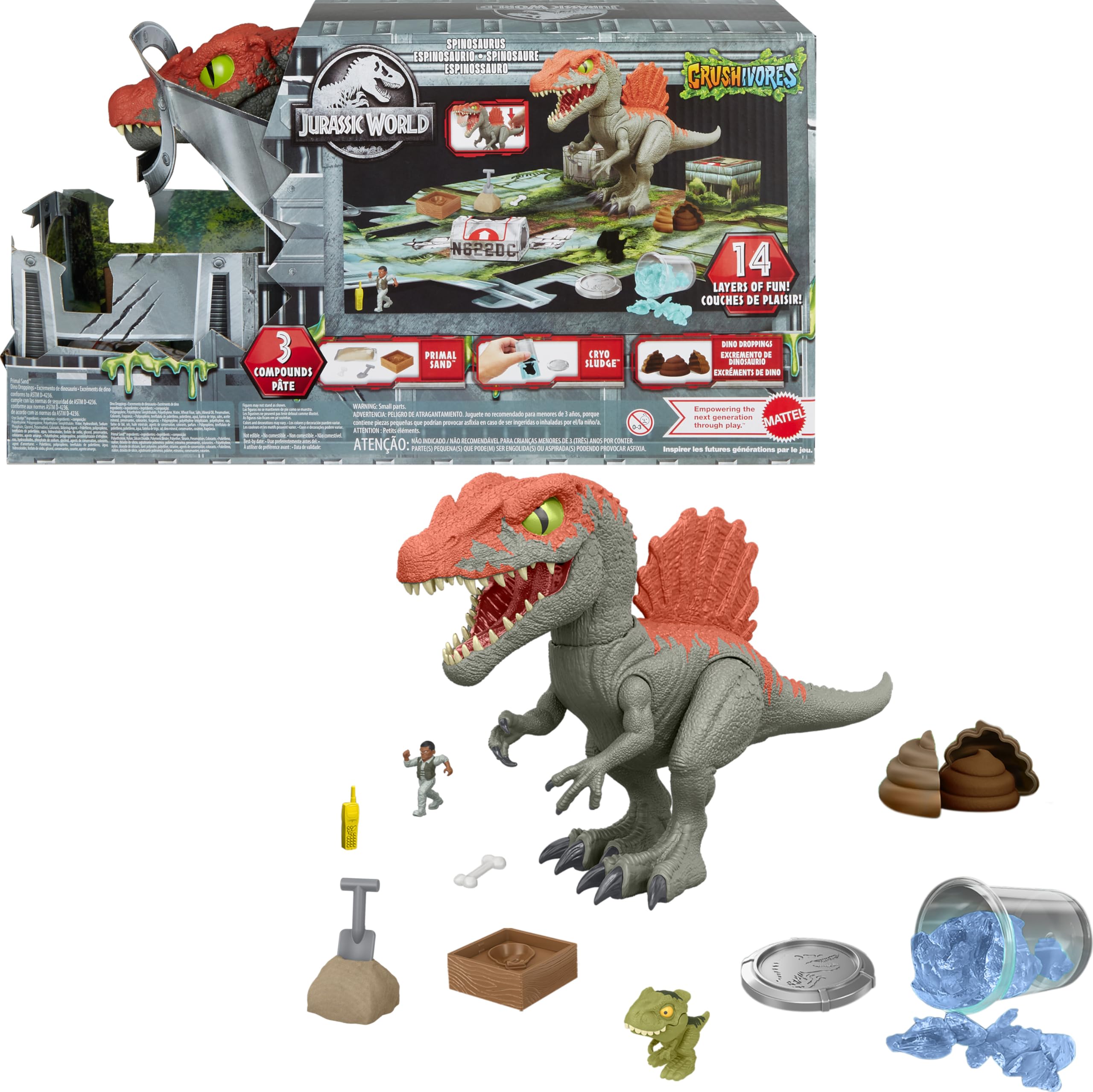 Foto 2 pulgar | Figura De Acción Mattel Jurassic World Crasher Spinosaurus - Venta Internacional.