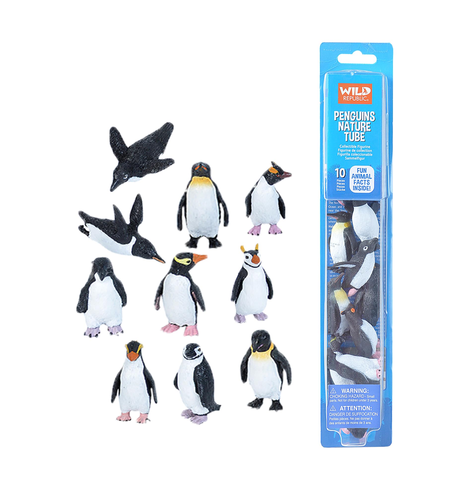 Set De Diez Figuras De Pingüinos Wild Republic Con Tubo - Venta Internacional.