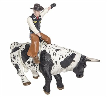 Foto 4 | Toy Little Buster Toys Bull Rider Cowboy Con Toro Blanco Y Negro - Venta Internacional.