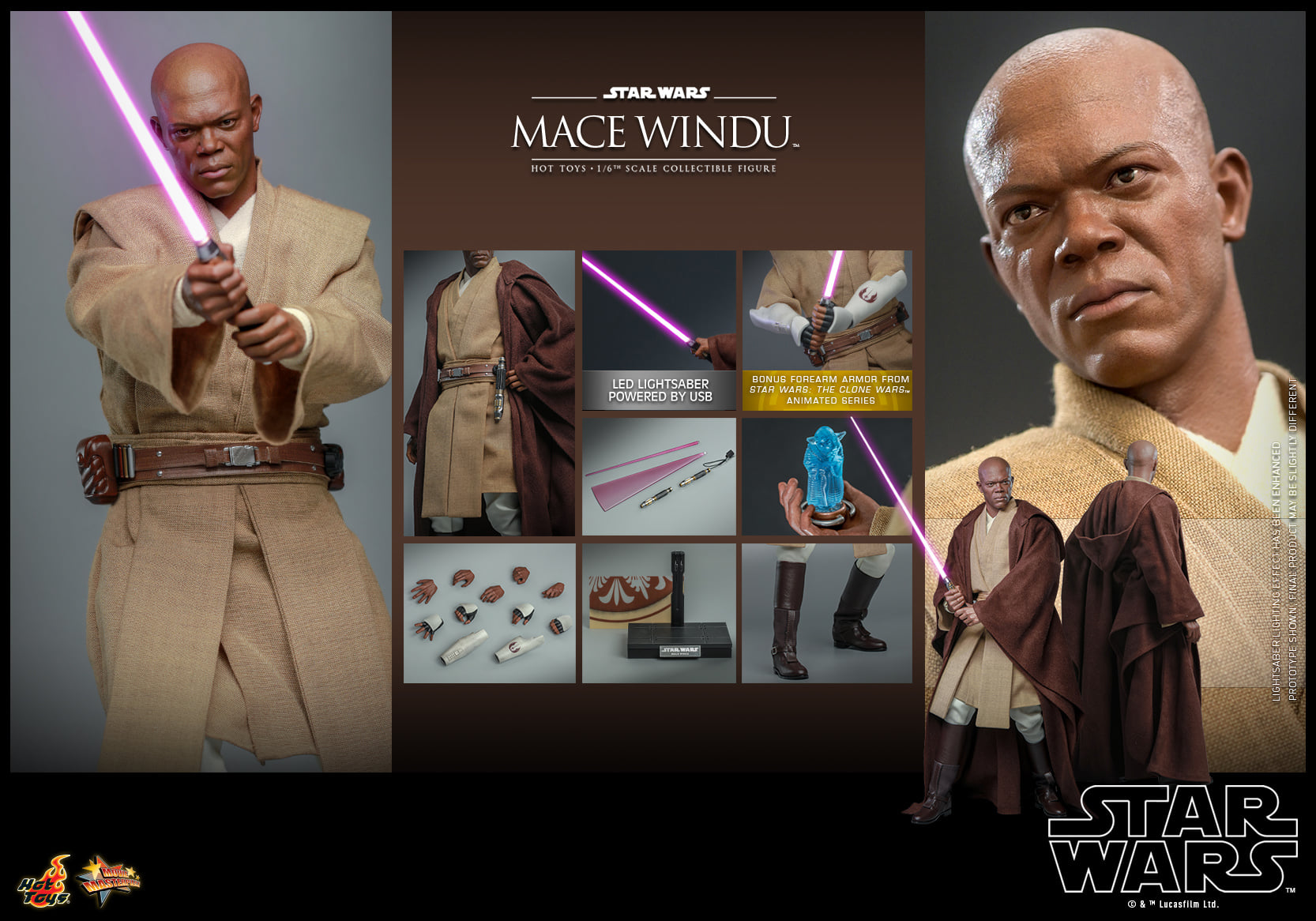Foto 3 pulgar | Mace Windu 1/6 Star Wars Attack Of The Clones Hot Toys