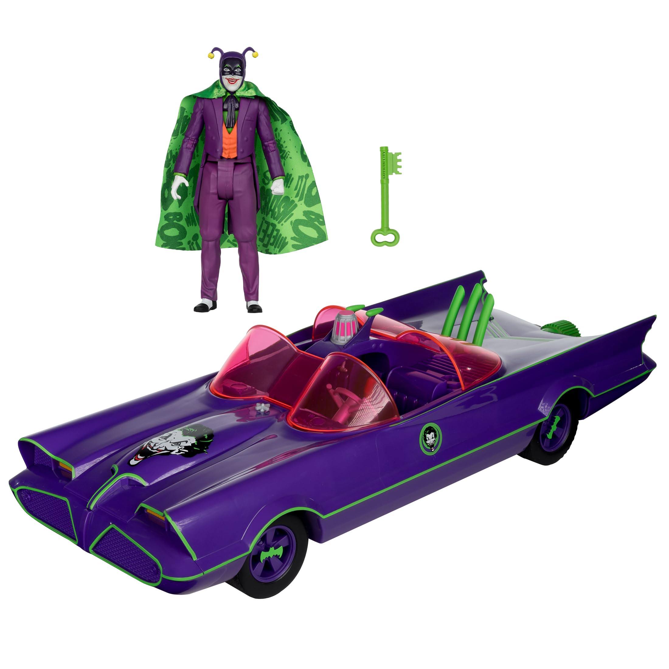 Foto 3 pulgar | Figura De Acción Mcfarlane Toys Dc Retro Batmobile & The Joker - Venta Internacional.