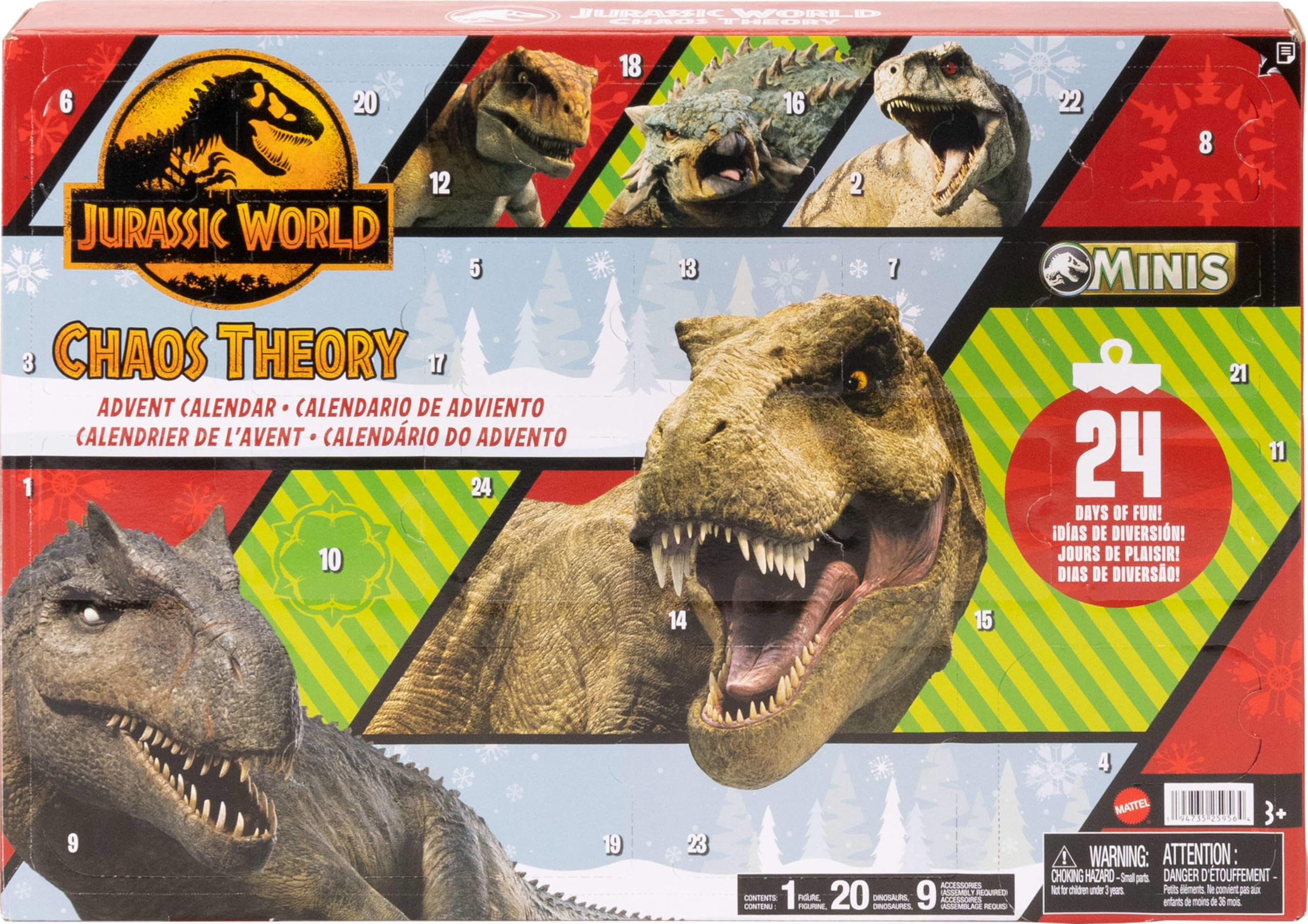 Foto 2 pulgar | Calendario De Adviento Mattel Jurassic World Chaos Theory 2024 - Venta Internacional.