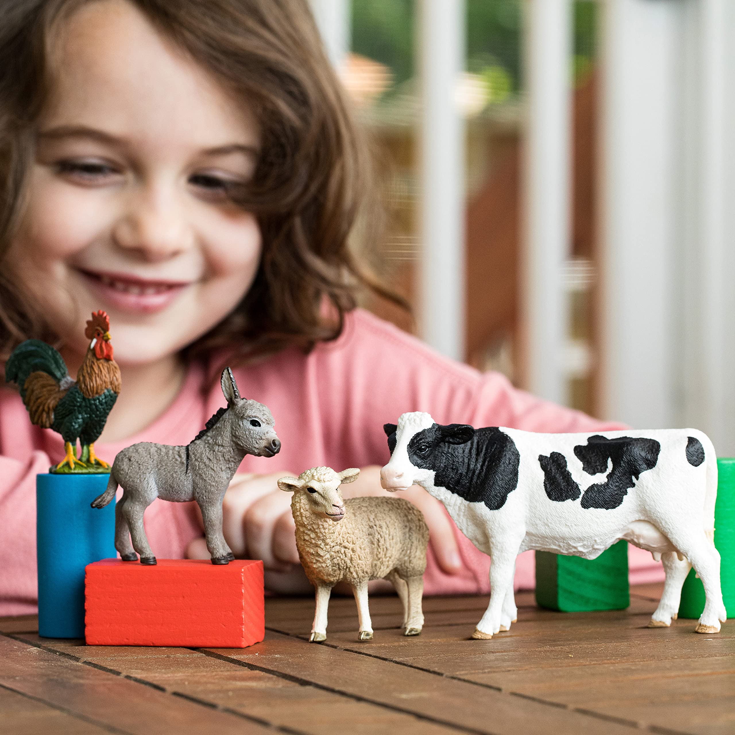 Foto 2 | Set De Animales De Granja Schleich Farm World Con Vaca, Oveja Y Burro - Venta Internacional.