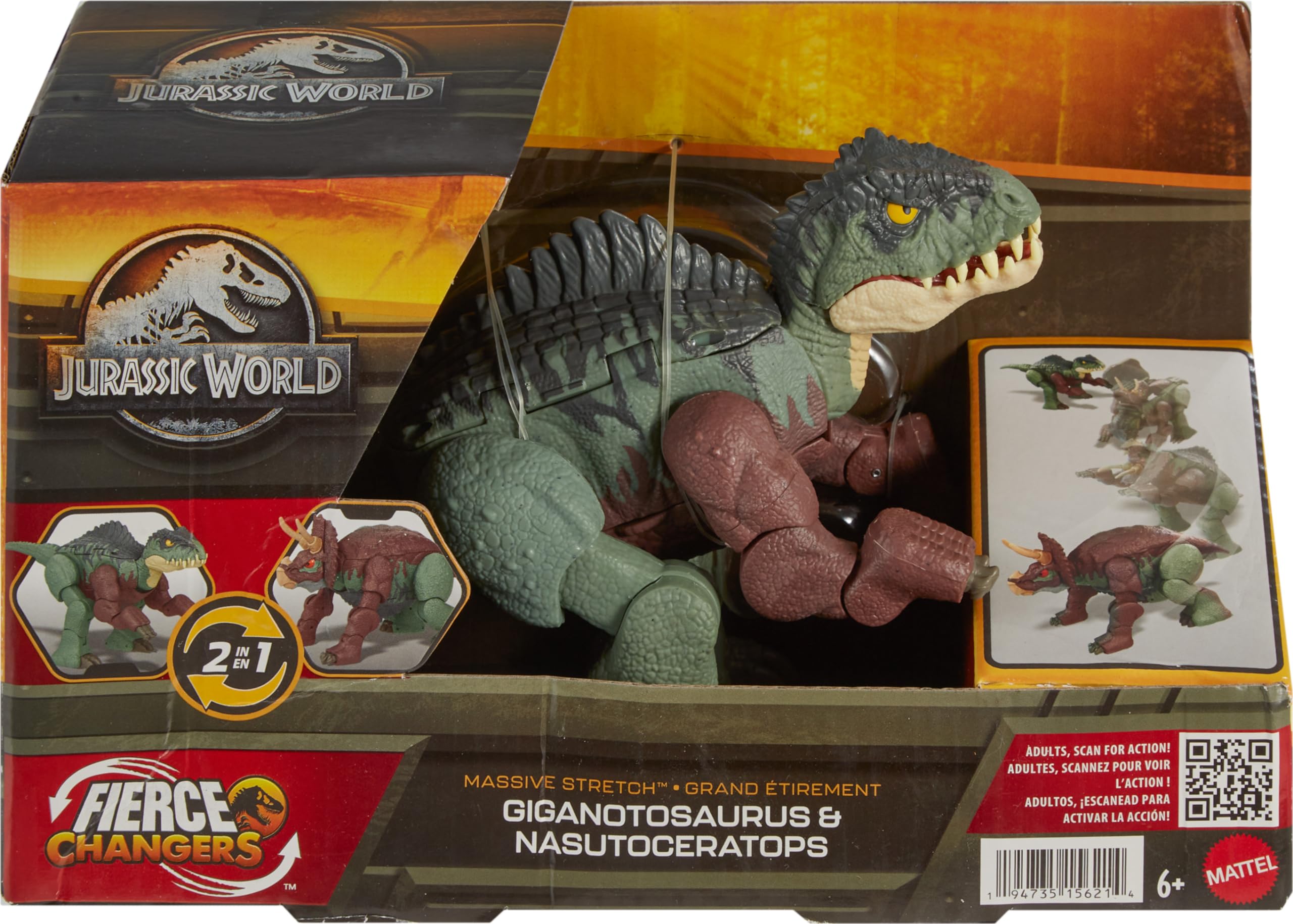 Foto 7 pulgar | Dinosaurio 2 En 1 Toy Mattel Jurassic World Fierce Changers - Venta Internacional.