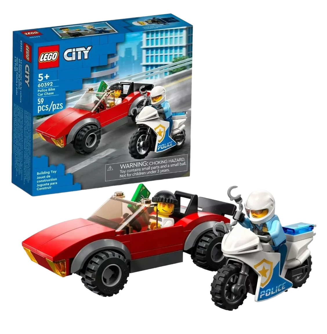 Kit Lego City Moto De Policía Y Coche 3+ Cantidad De Piezas 59