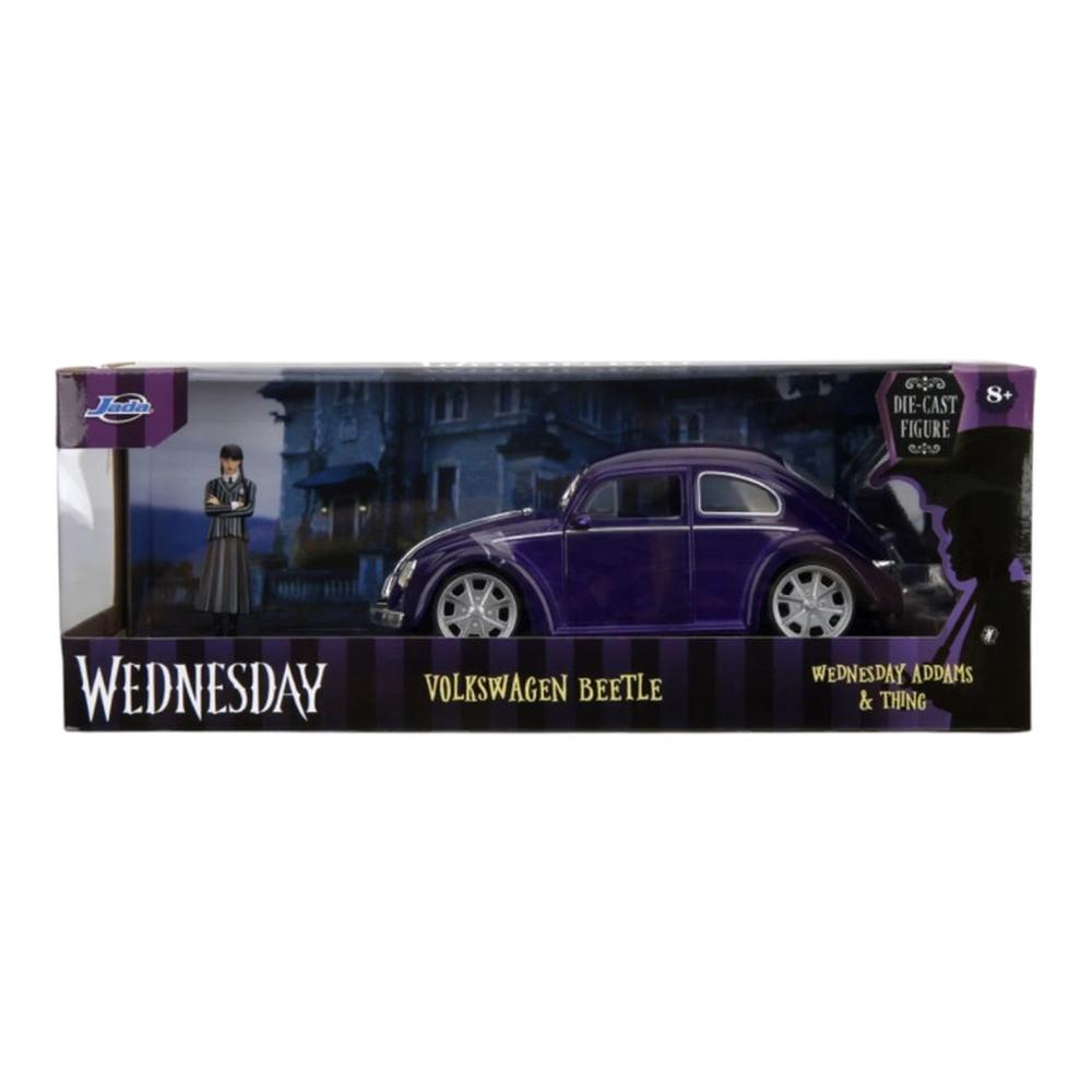 Foto 3 pulgar | Jada Toys Vehículo Wednesday Addams & Thing Volkswagen Beetle Escala 1:24 Wednesday