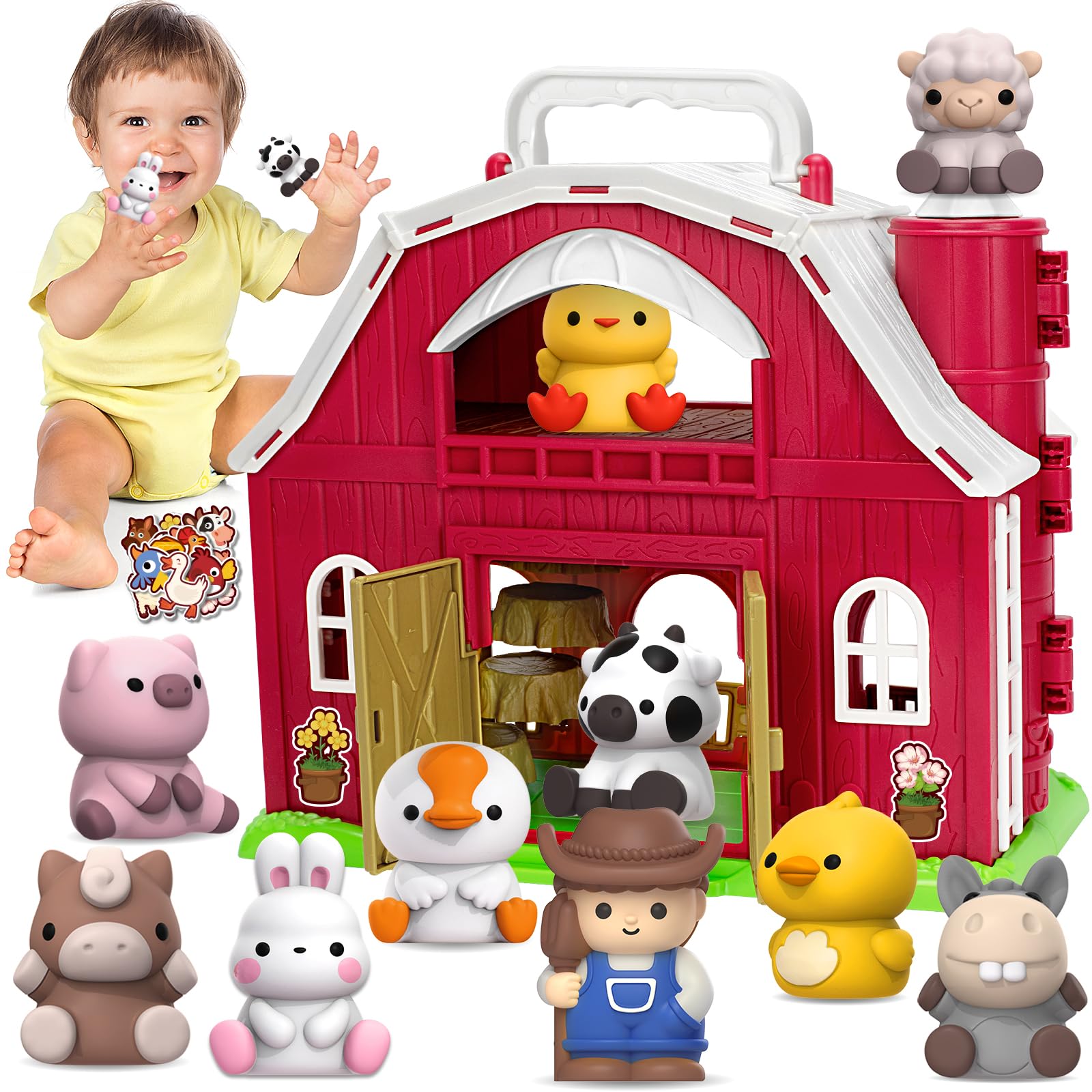 Foto 2 pulgar | Set De Juego Toy Big Red Barn Farm Animal Para Niños De 1 A 3 Años - Venta Internacional.