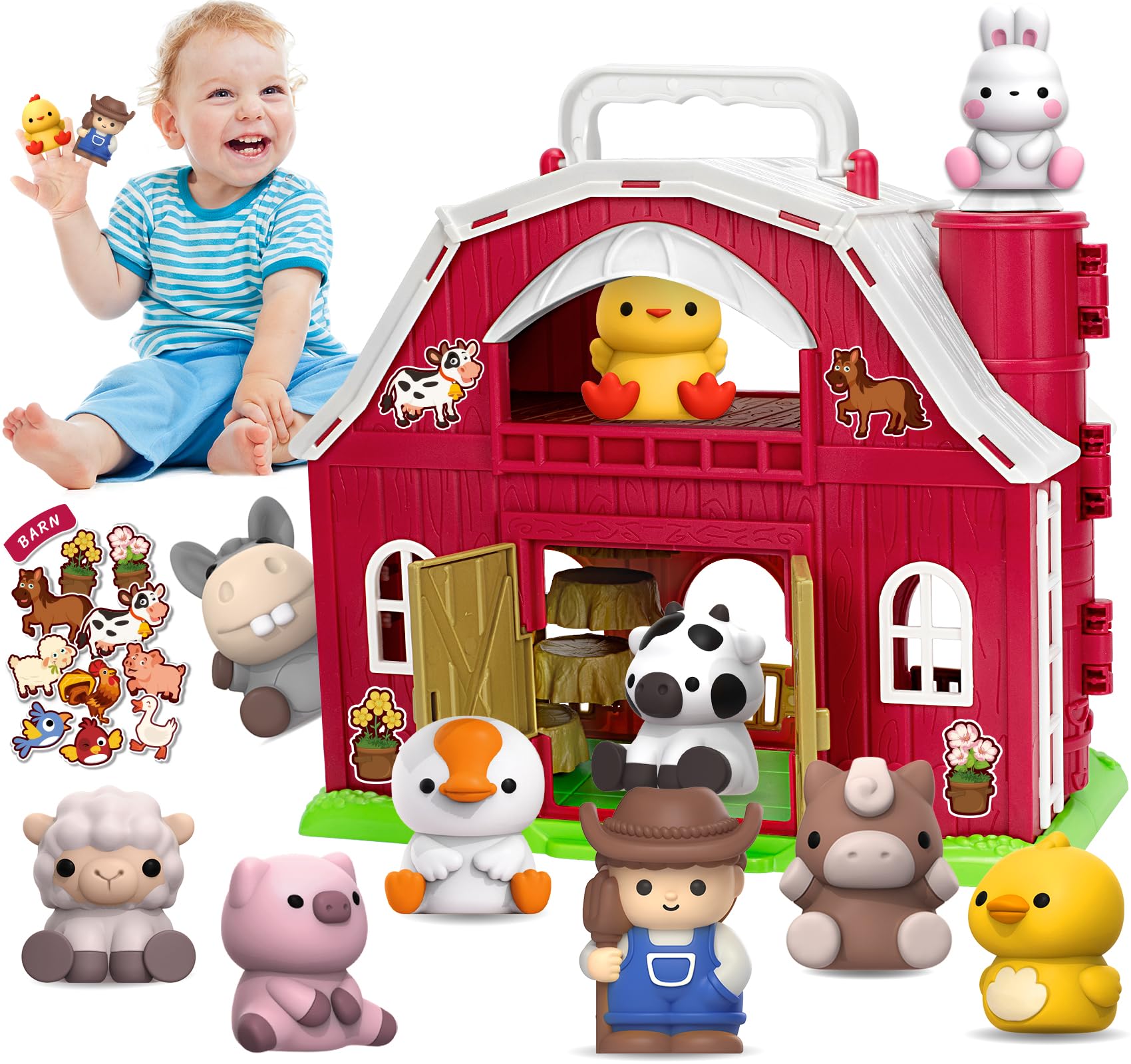 Foto 2 pulgar | Juguete Aigybobo De Farm Animals Big Barn Para 1 A 3 Años Con Figuras - Venta Internacional.