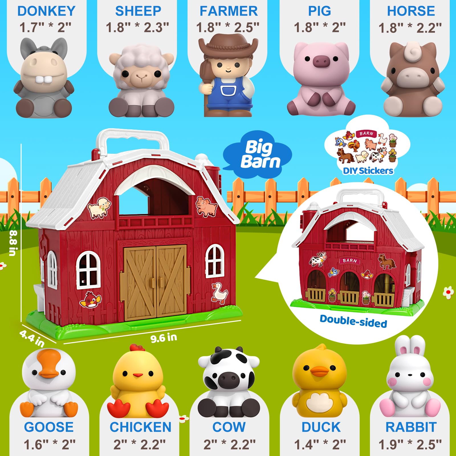 Foto 3 pulgar | Juguete Aigybobo De Farm Animals Big Barn Para 1 A 3 Años Con Figuras - Venta Internacional.