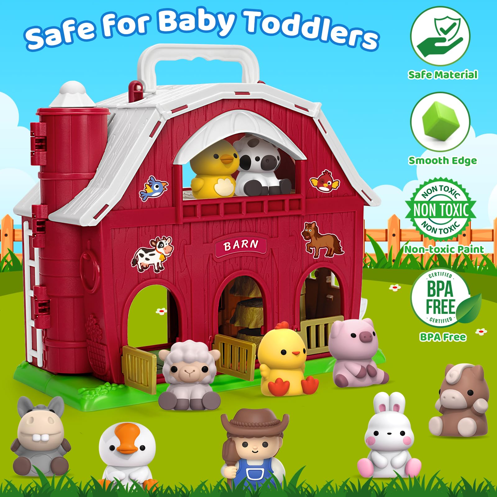 Foto 5 pulgar | Juguete Aigybobo De Farm Animals Big Barn Para 1 A 3 Años Con Figuras - Venta Internacional.