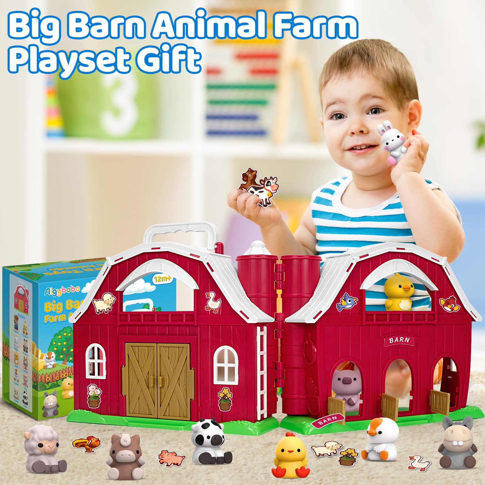 Foto 8 pulgar | Juguete Aigybobo De Farm Animals Big Barn Para 1 A 3 Años Con Figuras - Venta Internacional.