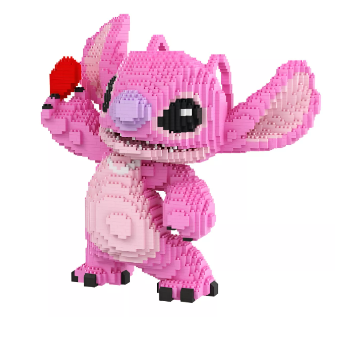 Figura Armable Stitch Ange Rosa - Lilo & Stitch Mini Bloques Color Rosa Wünd