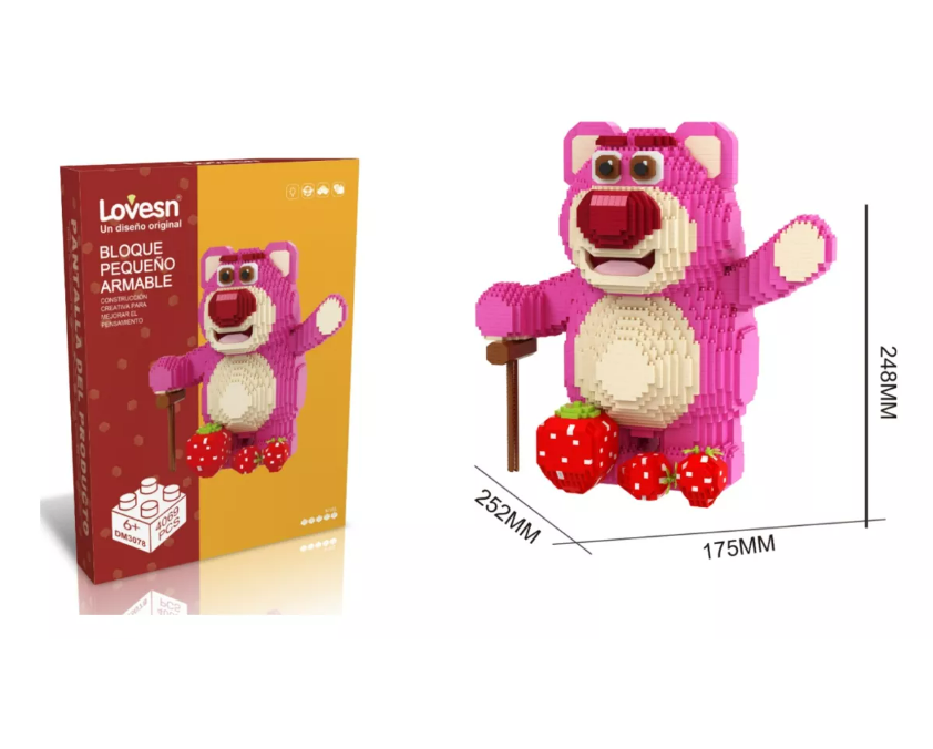 Foto 5 pulgar | Figura Armable Y Coleccion Lotso Baston Fresas Mini Bloques Color Rosa Wünd