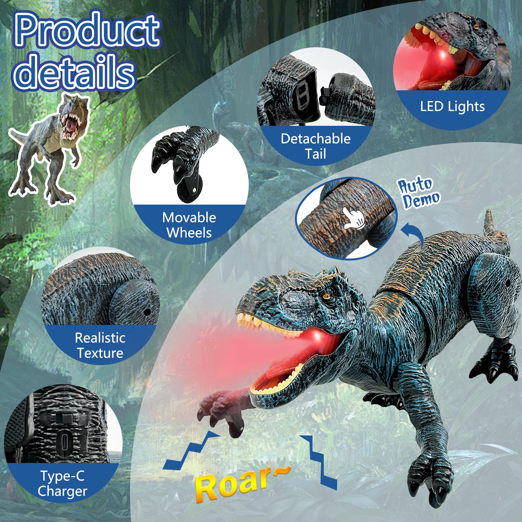 Foto 3 pulgar | Juguete De Dinosaurio Tyrannosaurus Rex Con Control Remoto Para Niños - Venta Internacional.