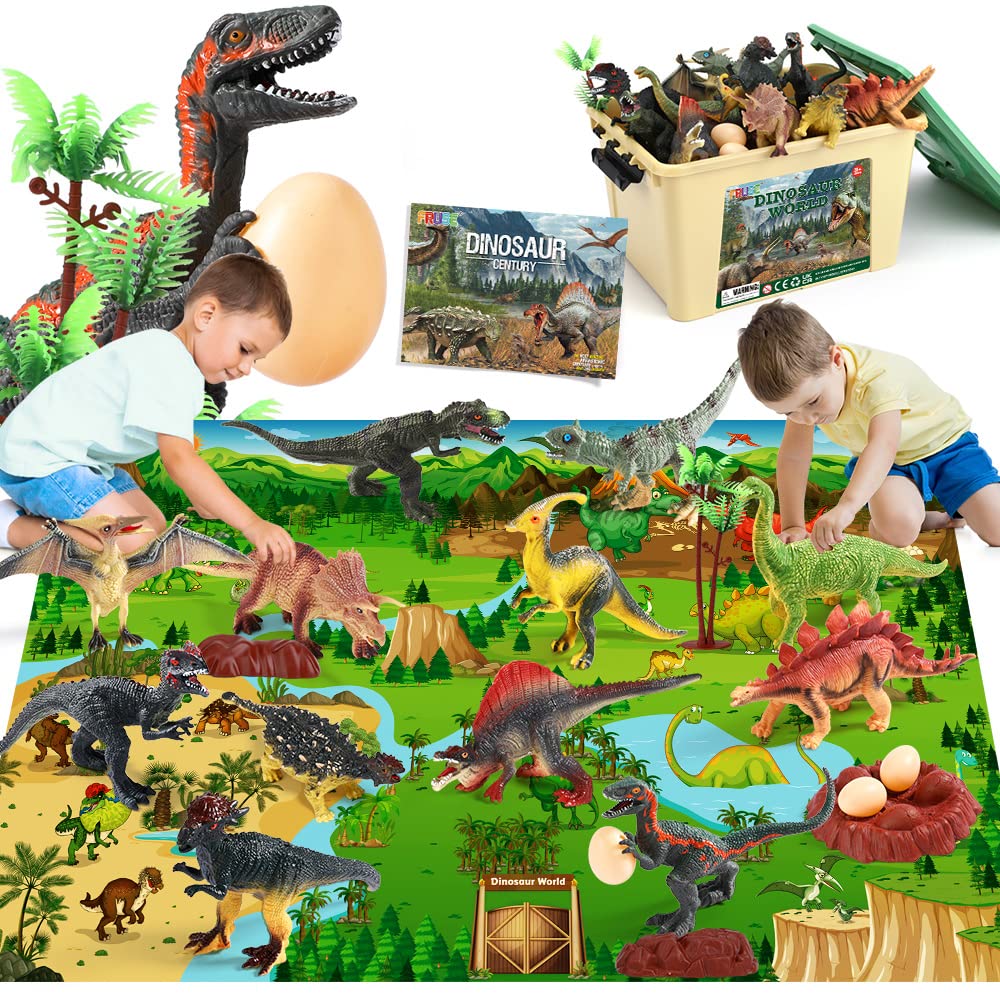 Figuras De Juguete Con Forma De Dinosaurio Fruse Jurassic, 12 Unidades, Con Tapete De Juego - Venta Internacional.