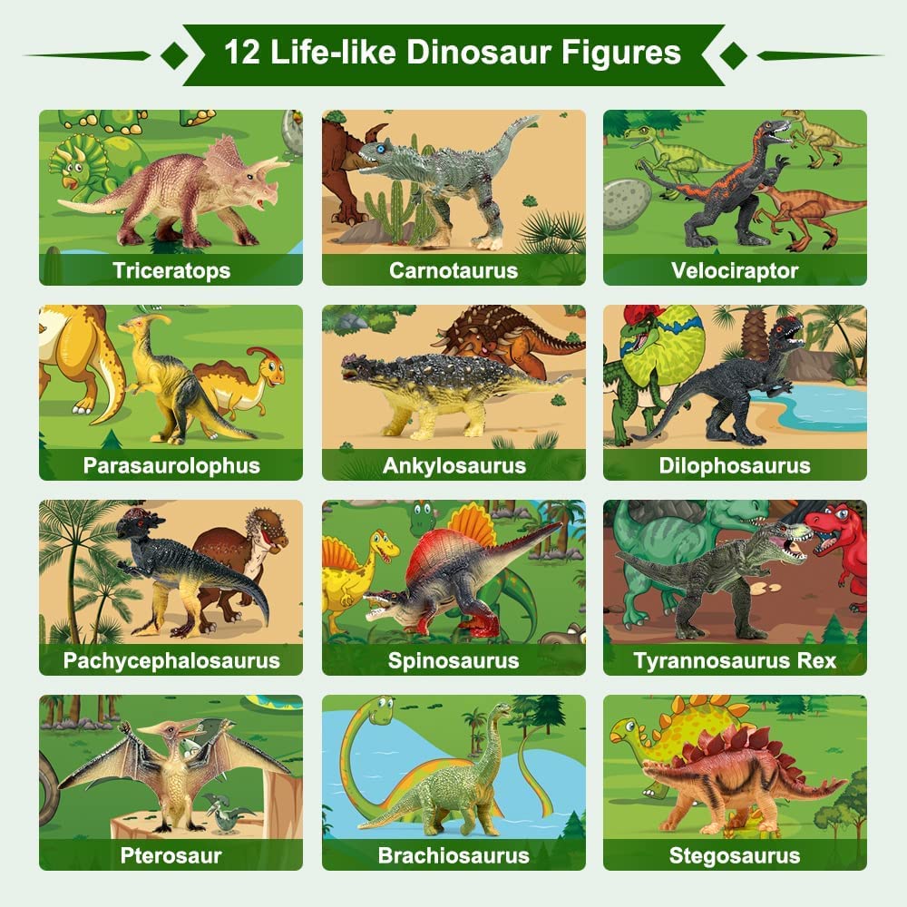 Foto 3 pulgar | Figuras De Juguete Con Forma De Dinosaurio Fruse Jurassic, 12 Unidades, Con Tapete De Juego - Venta Internacional.