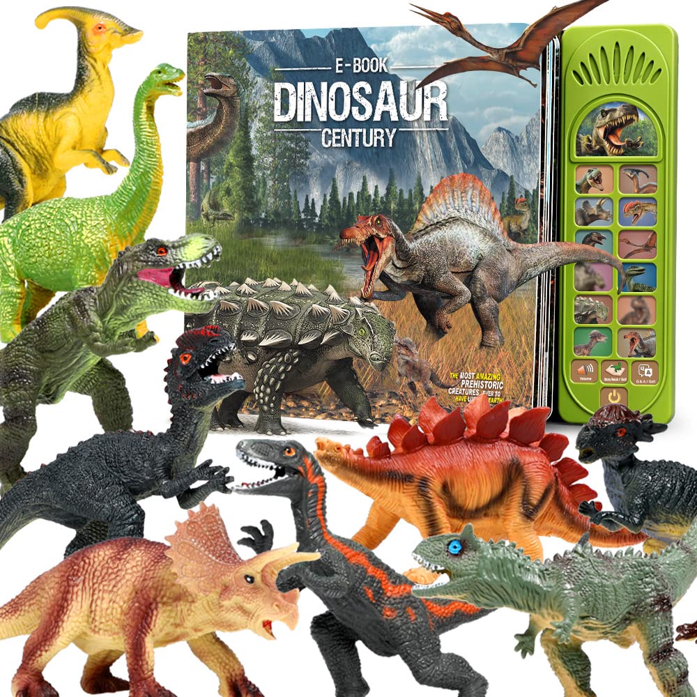 12 Figuras De Dinosaur Toys Fruse Con Libro Electrónico De Dinosaurios, De 3 A 5 Años - Venta Internacional.