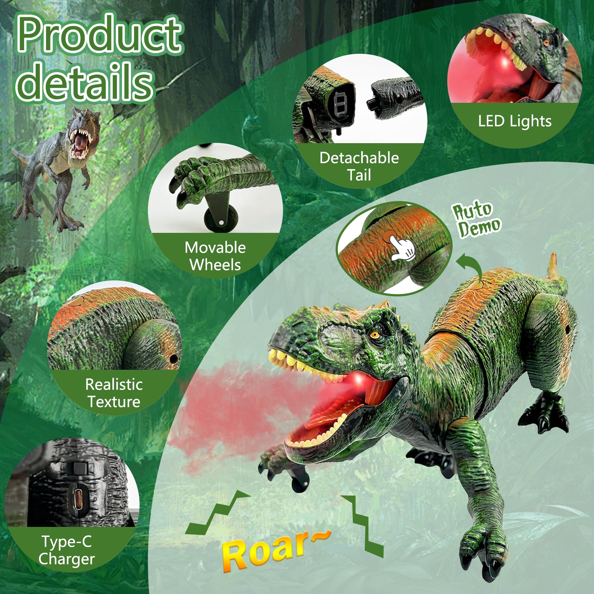 Foto 3 pulgar | Juguete De Dinosaurio Richgv Con Control Remoto Tyrannosaurus Rex De 3 A 7 Años - Venta Internacional.