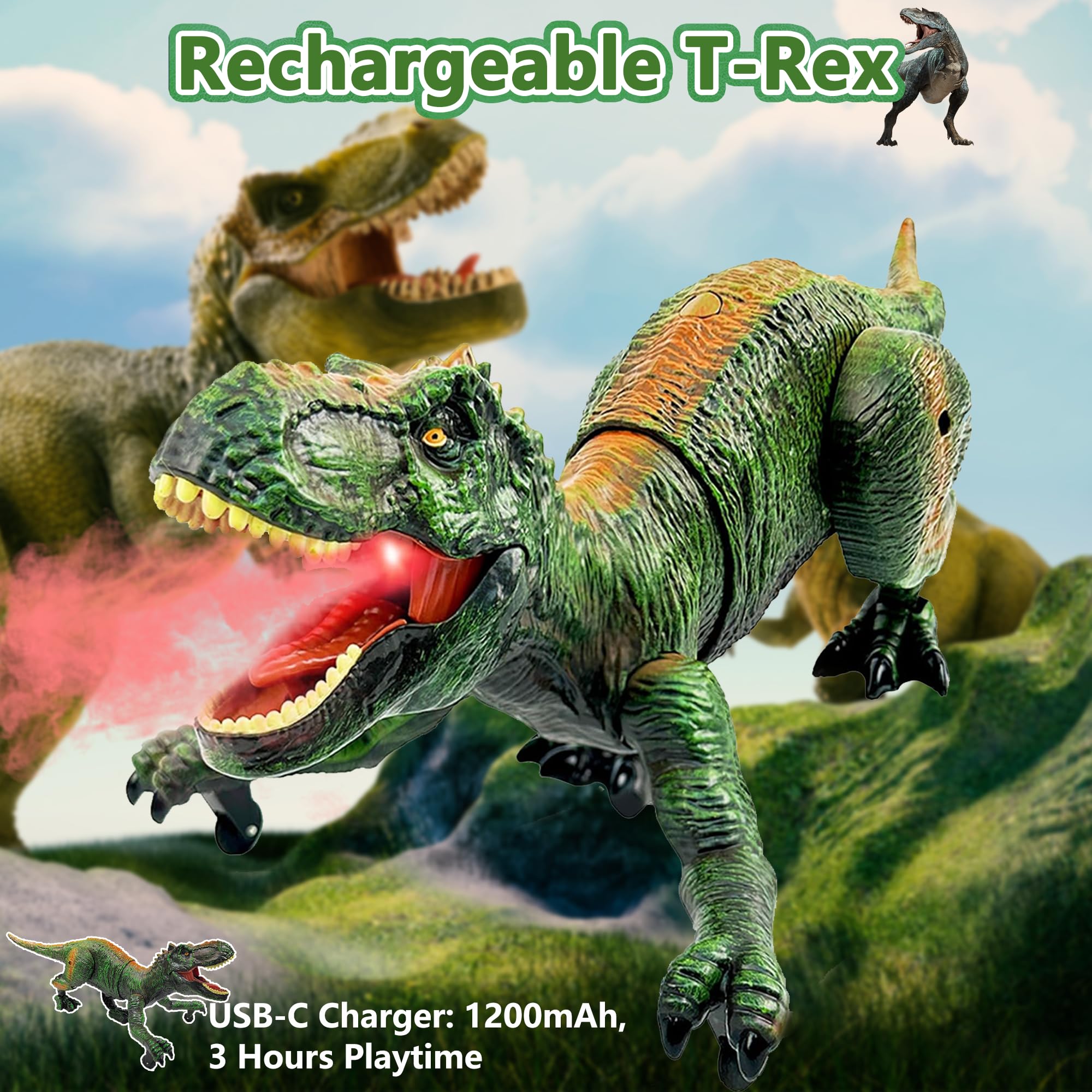 Foto 5 pulgar | Juguete De Dinosaurio Richgv Con Control Remoto Tyrannosaurus Rex De 3 A 7 Años - Venta Internacional.
